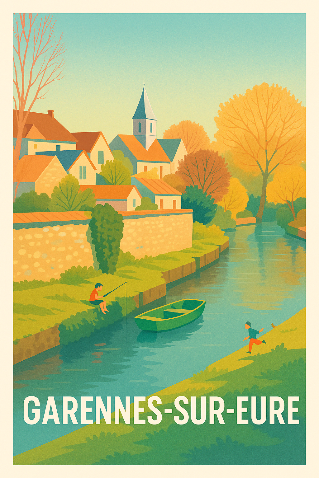 Affiche Garennes-sur-Eure — Charme bucolique au fil de l'eau · poster d'art de Garennes-sur-Eure