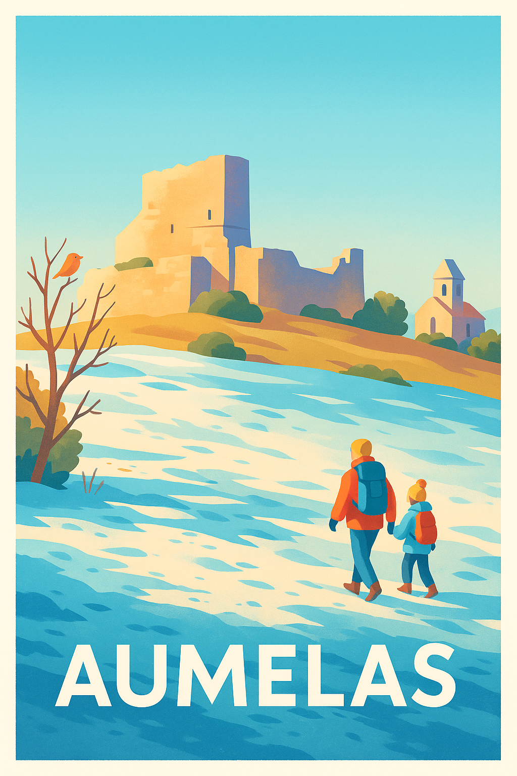 Affiche Aumelas — Balade hivernale au Château · poster d'art de Aumelas