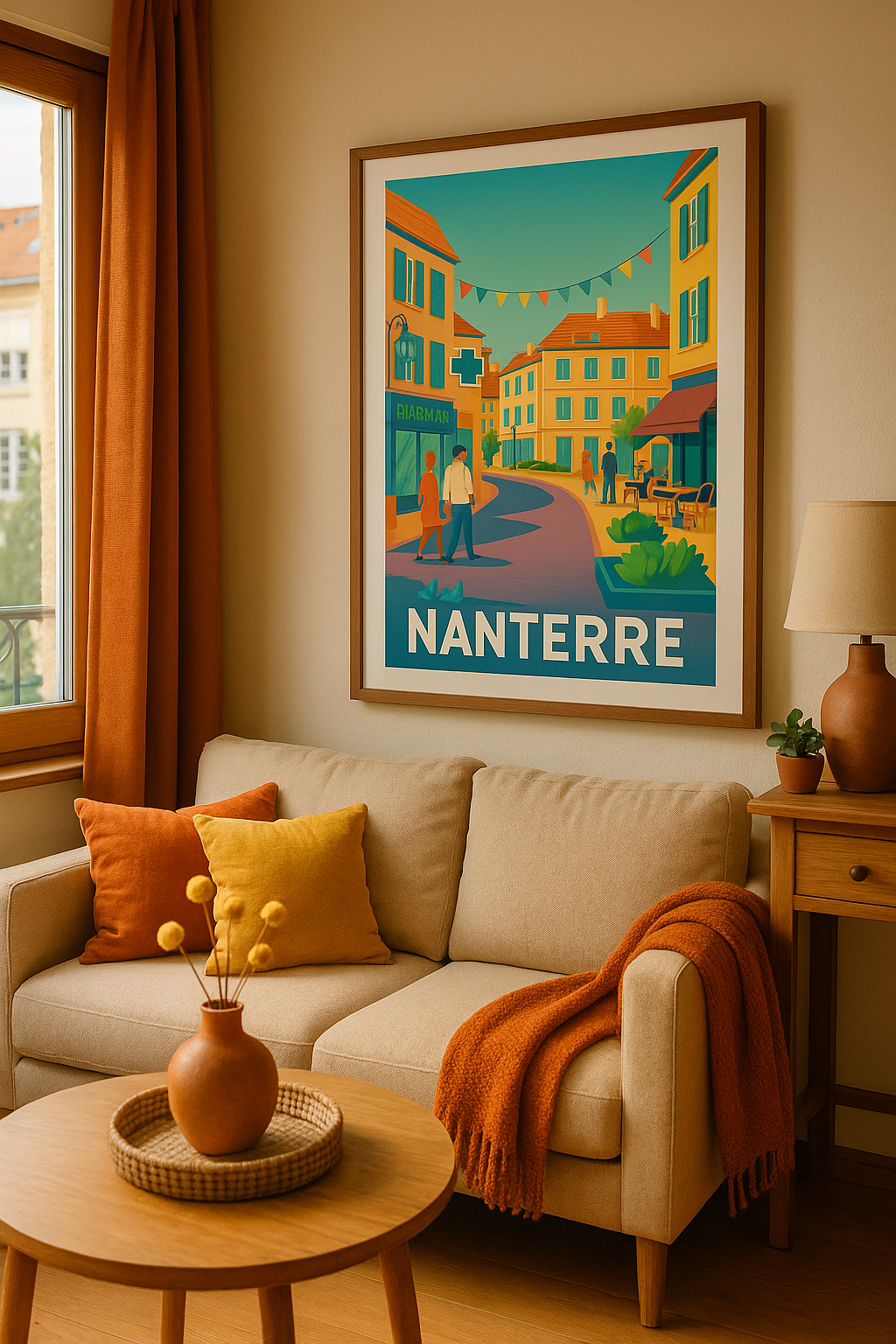 Mise en situation Affiche Nanterre - Charme coloré de la ville animée