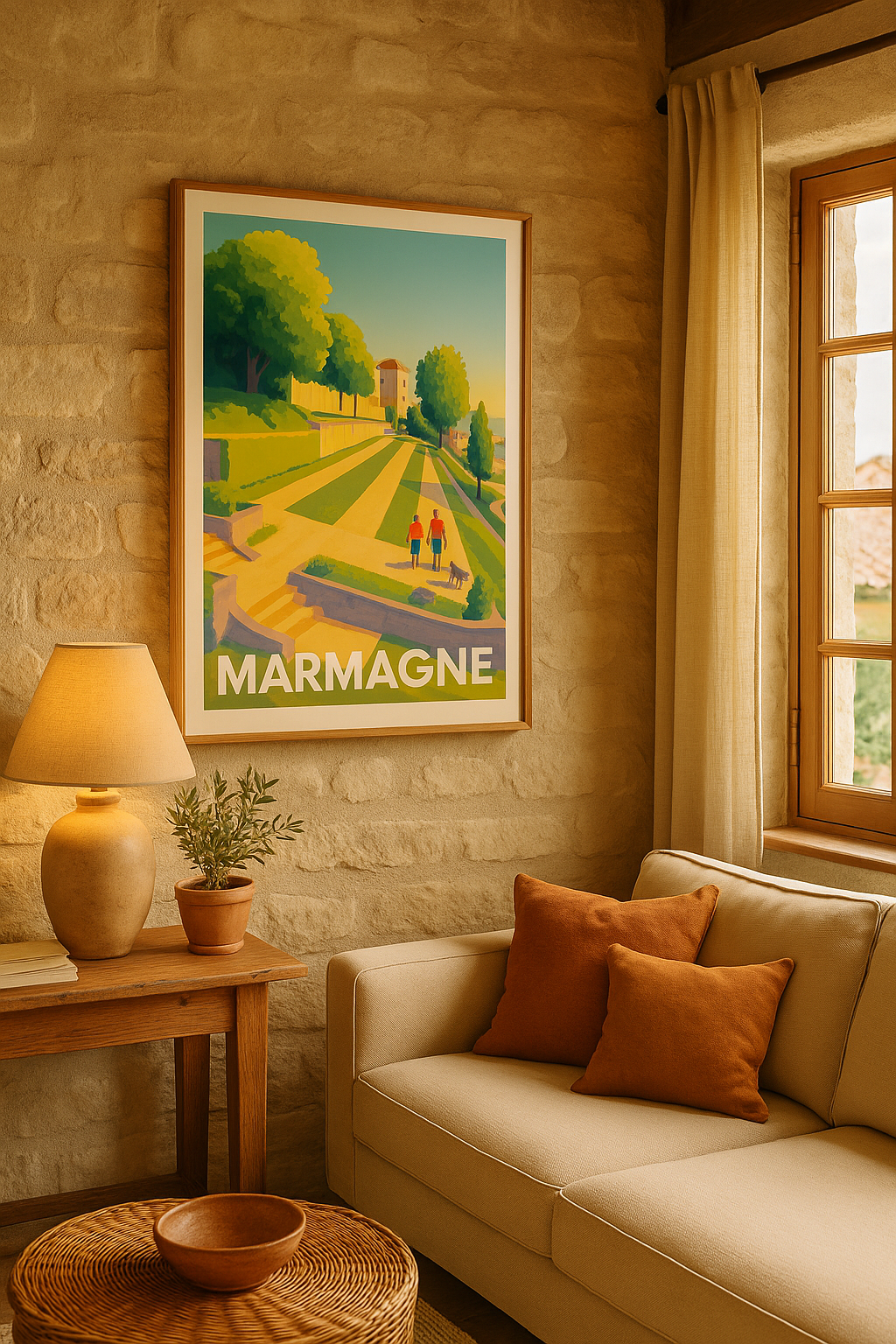 Affiche Marmagne — Promenade ensoleillée dans un écrin de verdure · poster d'art de Marmagne