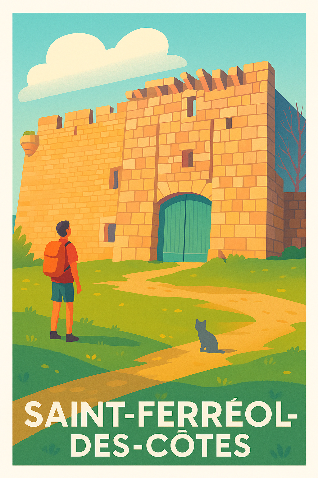 Affiche Saint-Ferréol-des-Côtes — Invitation à la découverte médiévale · poster d'art de Saint-Ferréol-des-Côtes
