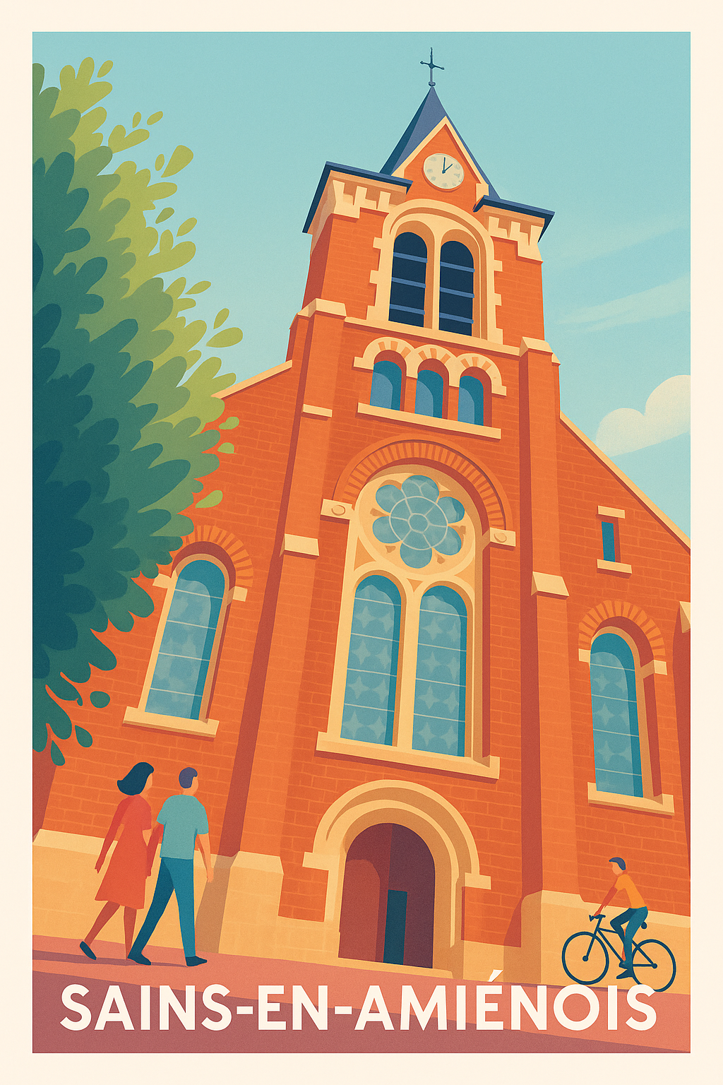 Affiche Sains-en-Amiénois — Découvrez le charme authentique · poster d'art de Sains-en-Amiénois