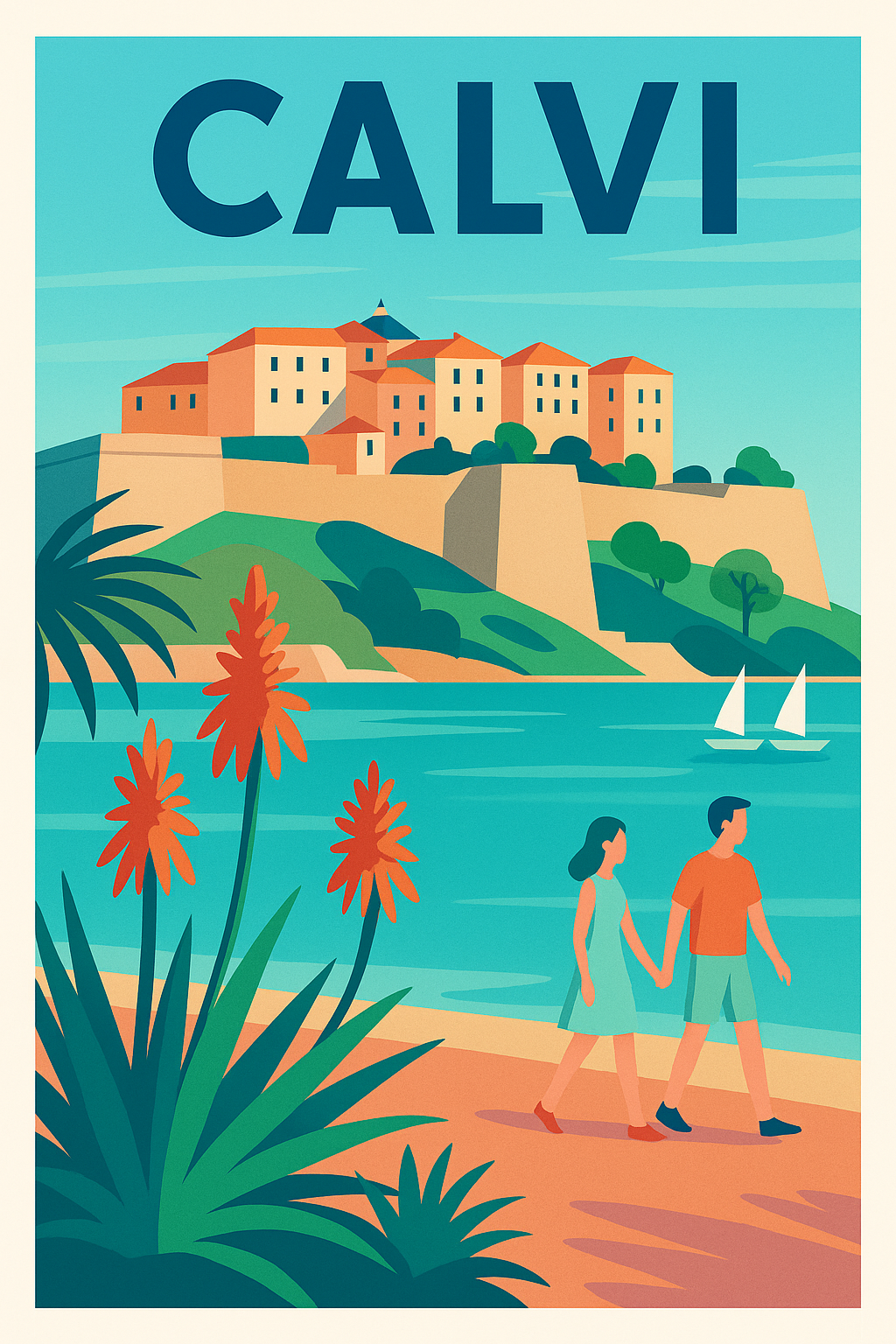 Affiche de Calvi - Promenade en bord de mer ensoleillée