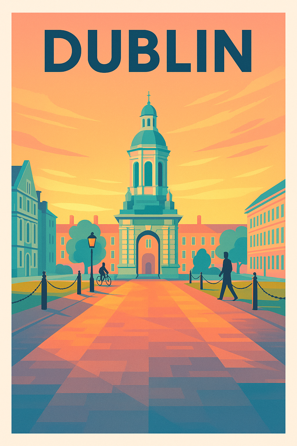 Affiche de Dublin - Lumières dorées sur Trinity College