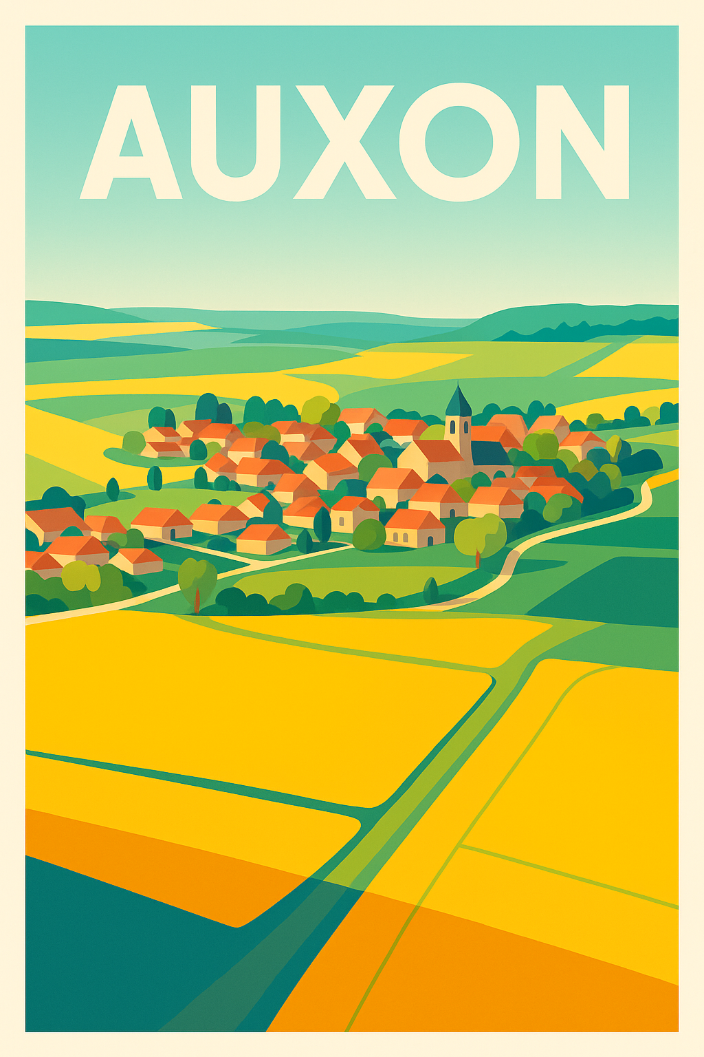 Affiche de Auxon - Charme bucolique au cœur des champs dorés