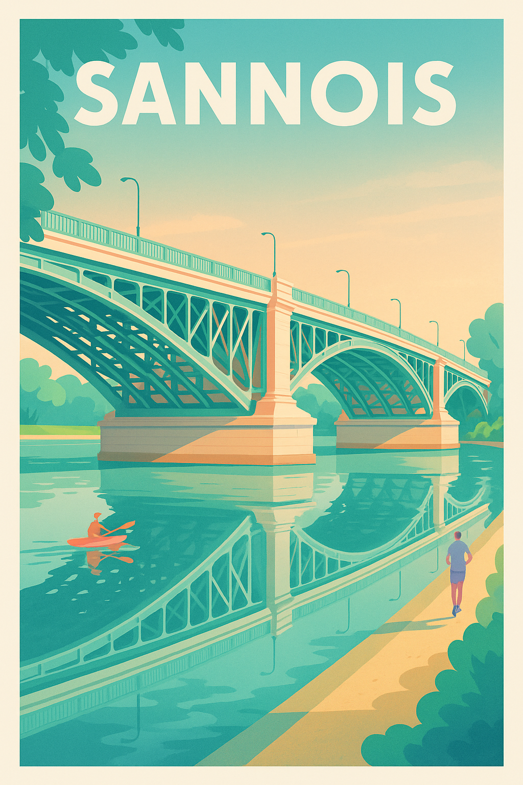 Affiche Sannois — Sérénité au fil de l'eau · poster d'art de Sannois
