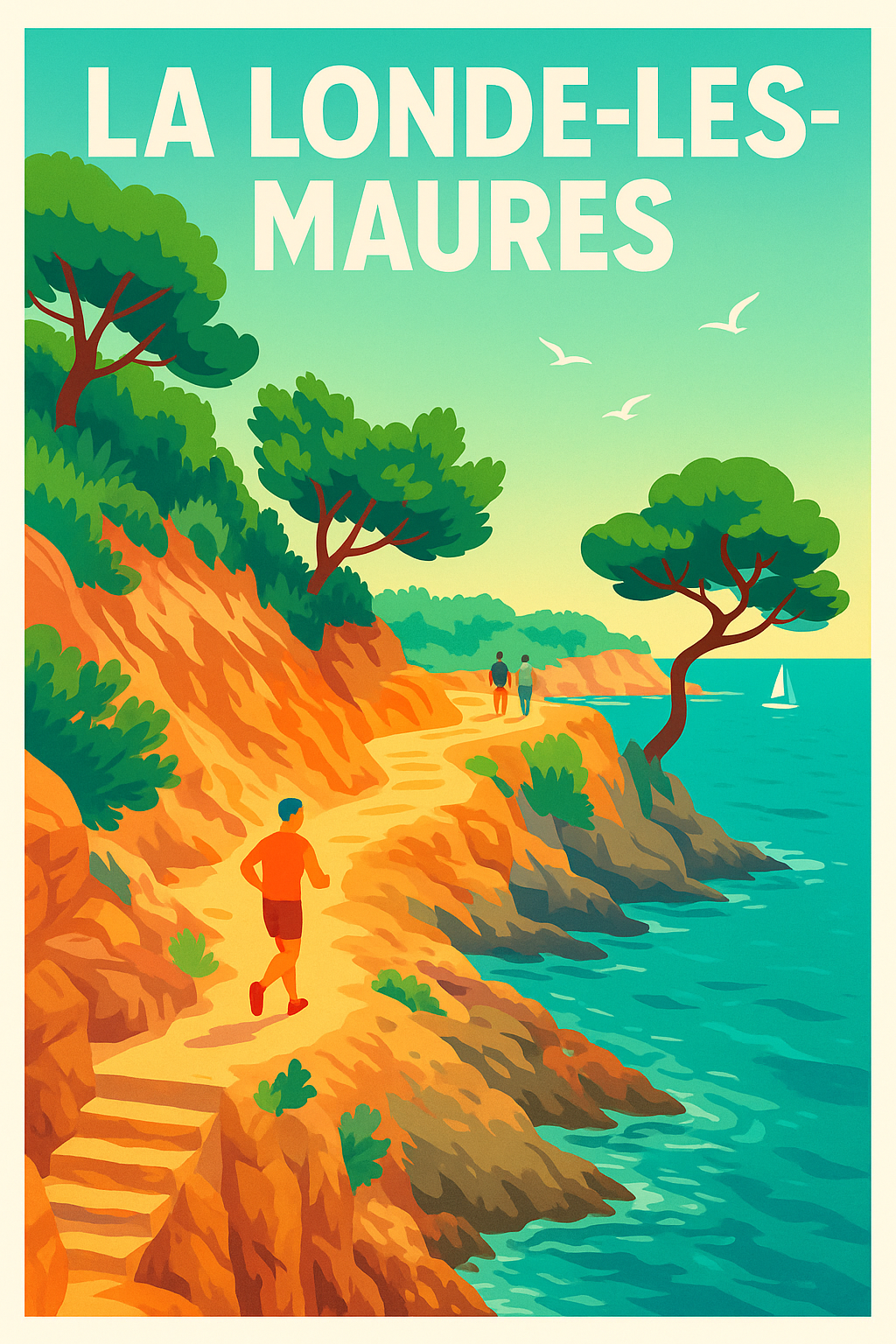 Affiche La Londe-les-Maures — Évasion sur le sentier côtier · poster d'art de La Londe-les-Maures