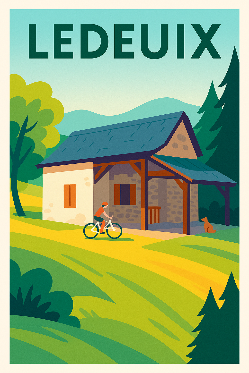 Affiche de Ledeuix - Le charme de la campagne à vélo