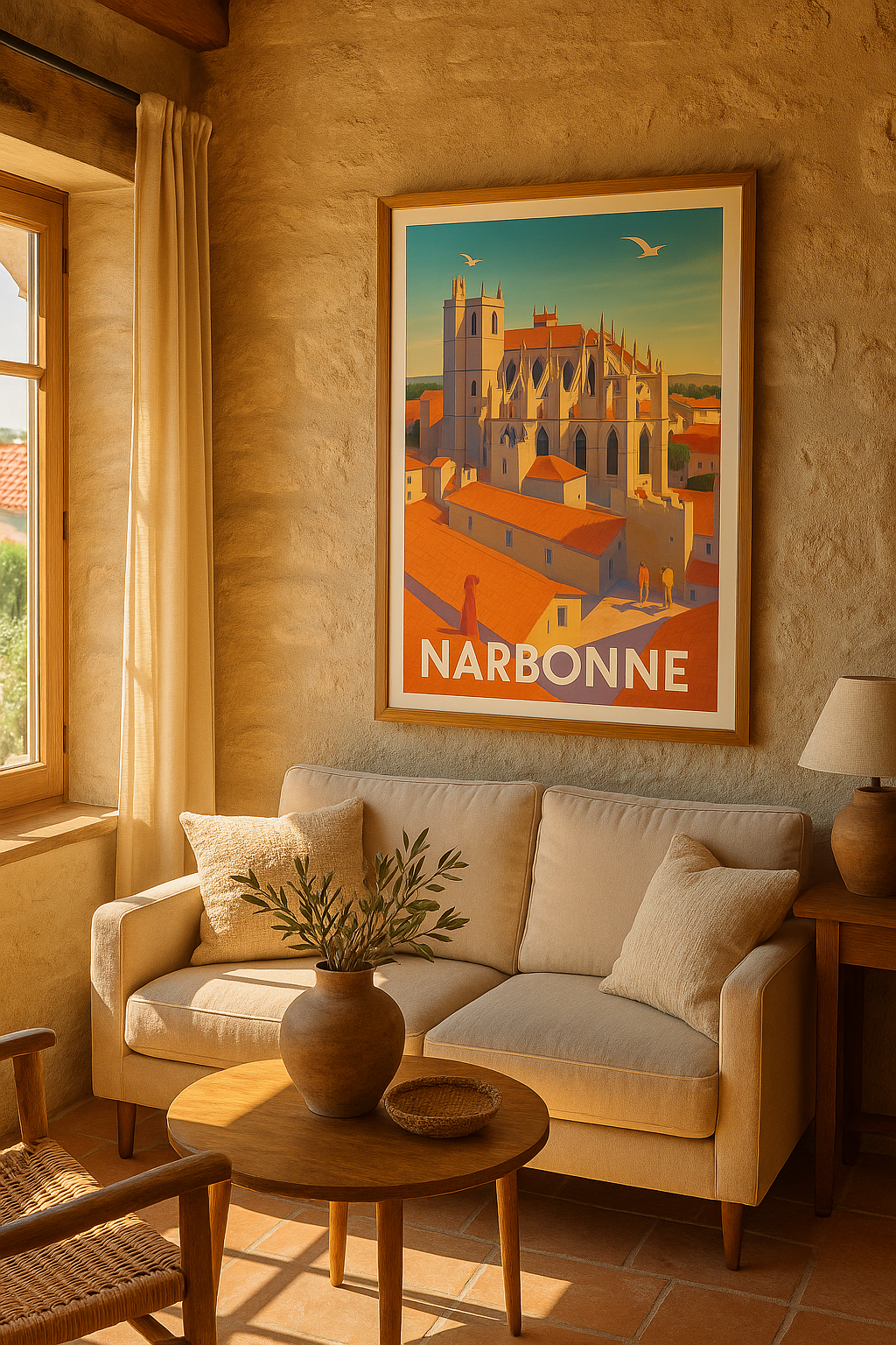 Mise en situation Affiche Narbonne - Charme Médiéval ensoleillé