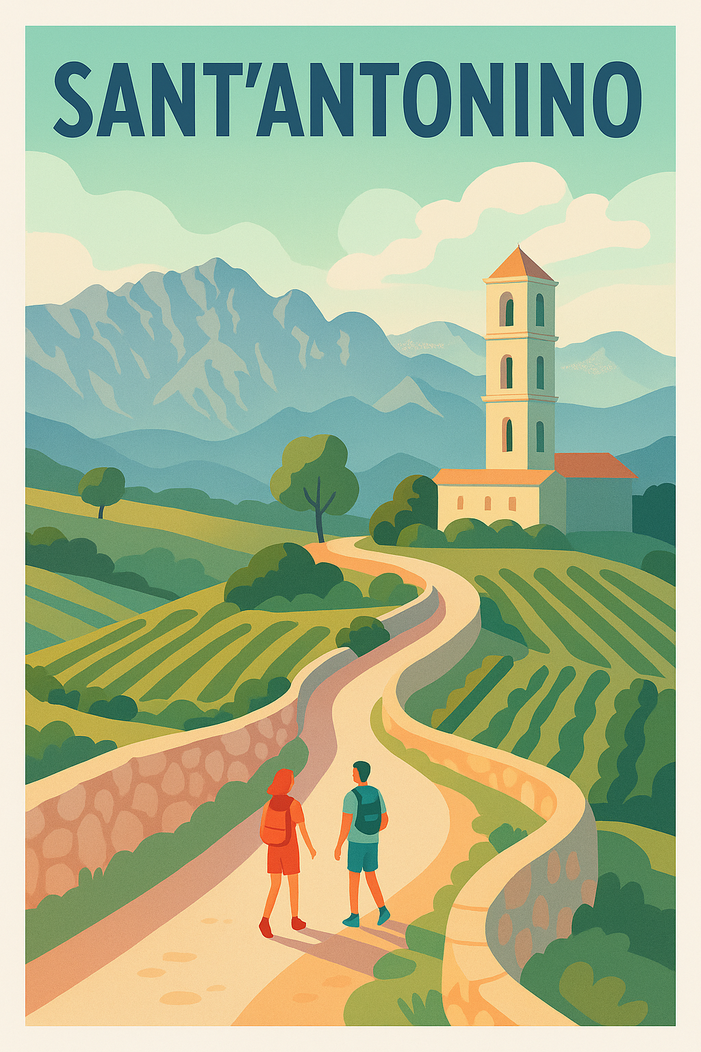 Affiche Sant'Antonino — L'escapade bucolique en Corse · poster d'art de Sant'Antonino