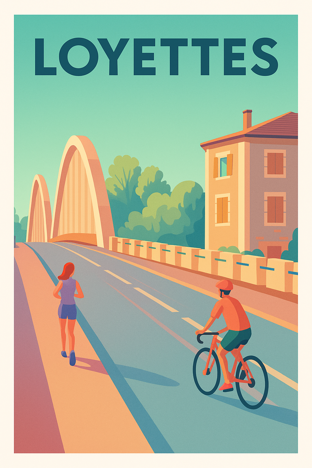 Affiche de Loyettes - L'élégance d'un pont et la douceur d'une balade