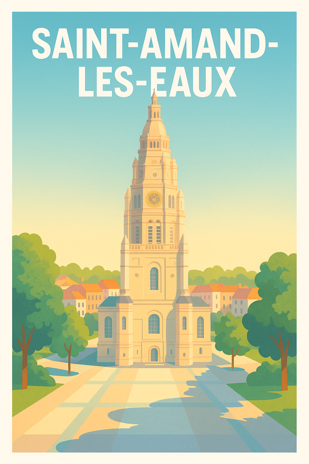 Affiche de Saint-Amand-les-Eaux - L'élégance du beffroi en lumière douce