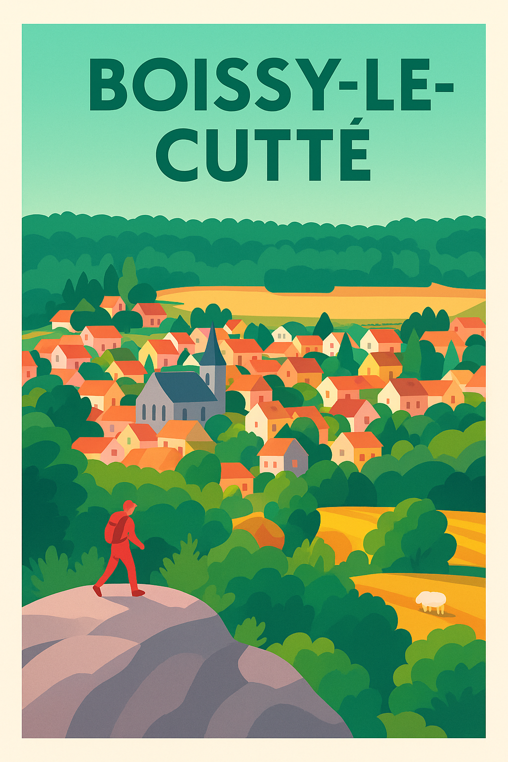 Affiche de Boissy-le-Cutté - Vue panoramique bucolique et villageoise