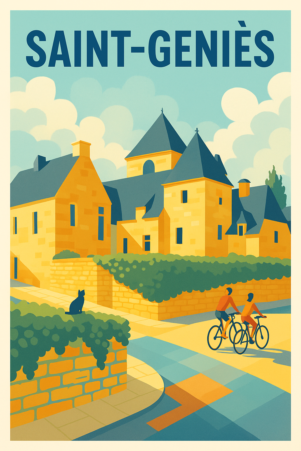 Affiche de Saint-Geniès - L'élégance d'un village à vélo