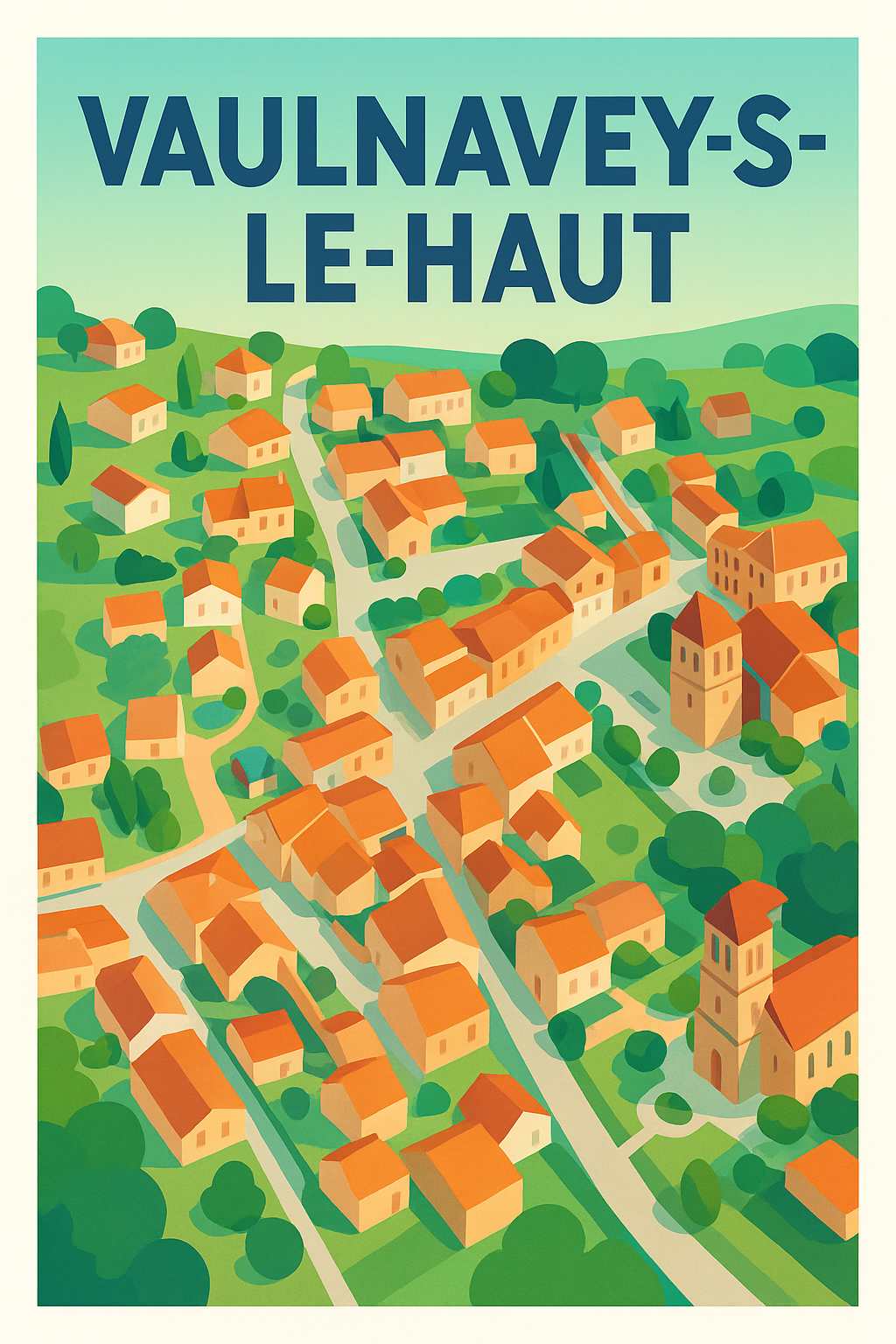 Affiche de Vaulnaveys-le-Haut - Un aperçu coloré et paisible du village
