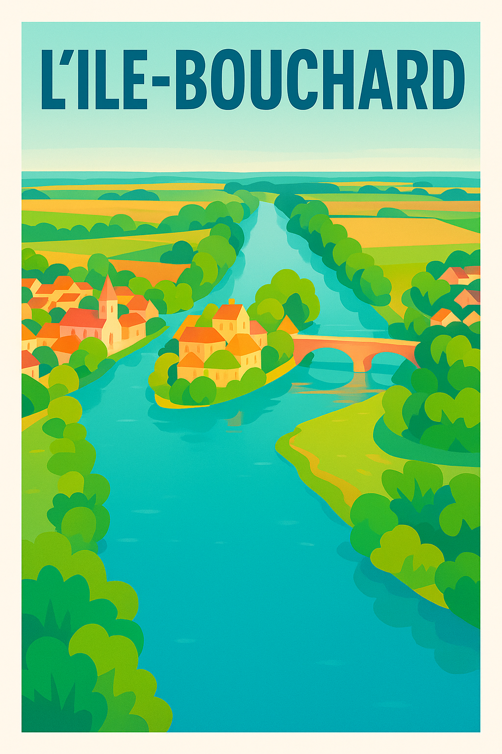 Affiche de L'Île-Bouchard - Charme bucolique au fil de l'eau