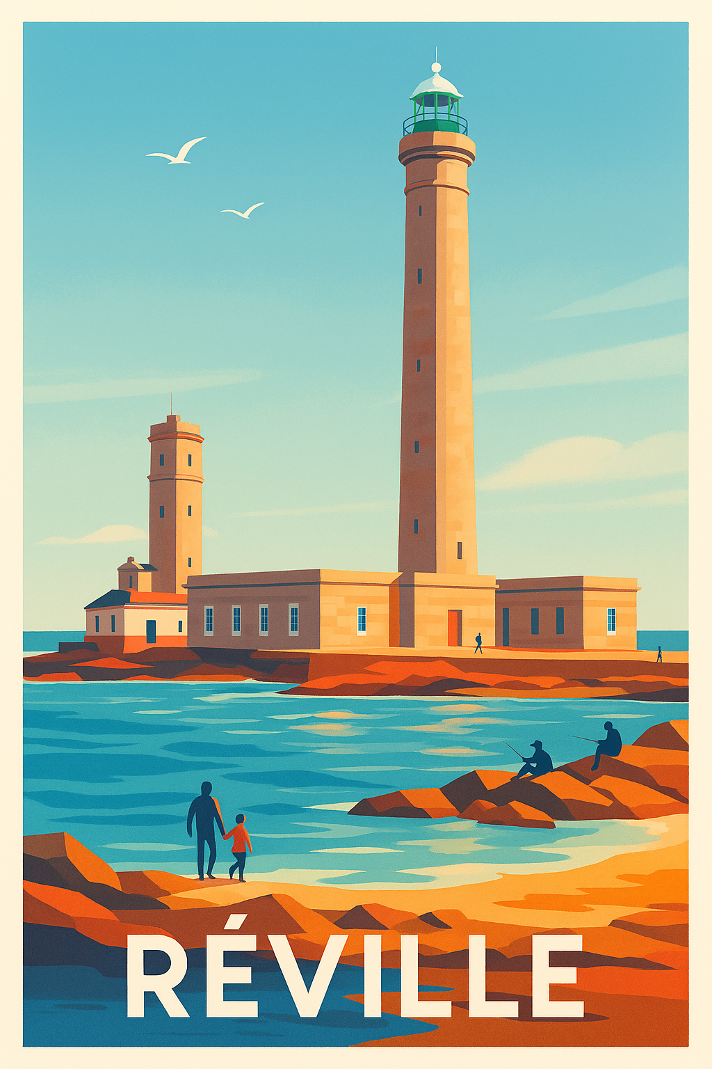 Affiche Réville — Lumières marines et phares emblématiques · poster d'art de Réville