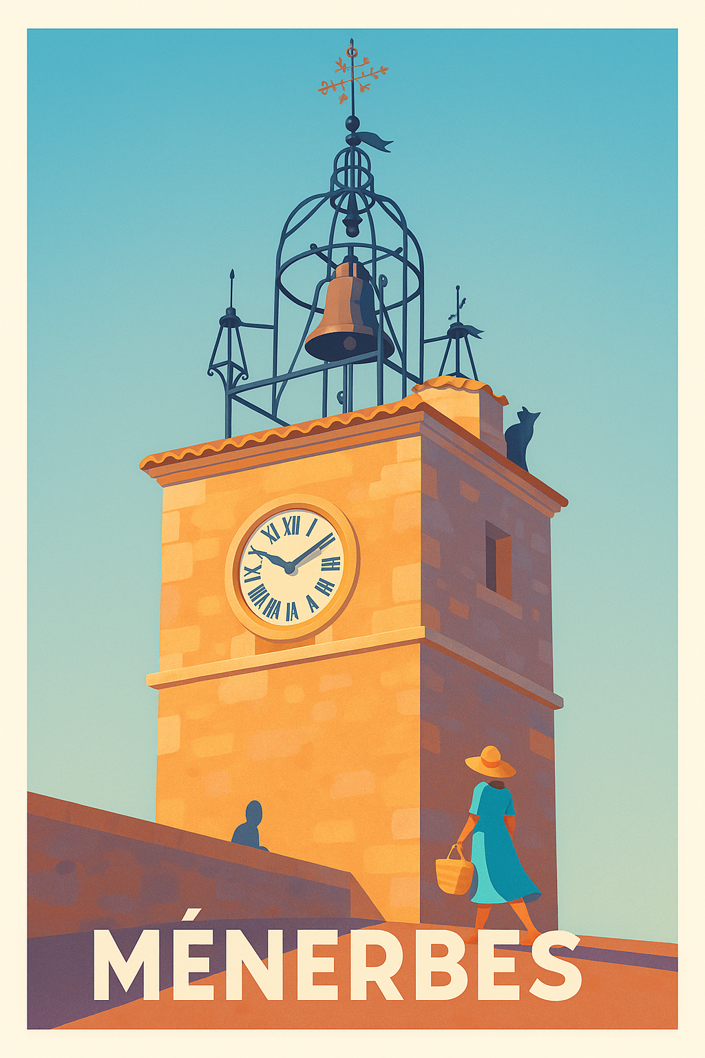 Affiche Ménerbes — Le charme paisible du village provençal · poster d'art de Ménerbes