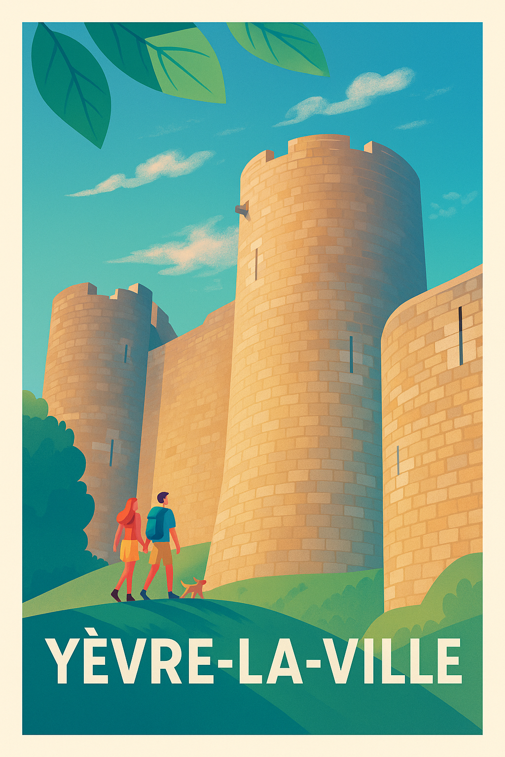 Affiche Yèvre-la-Ville — Flânerie au pied des fortifications historiques · poster d'art de Yèvre-la-Ville