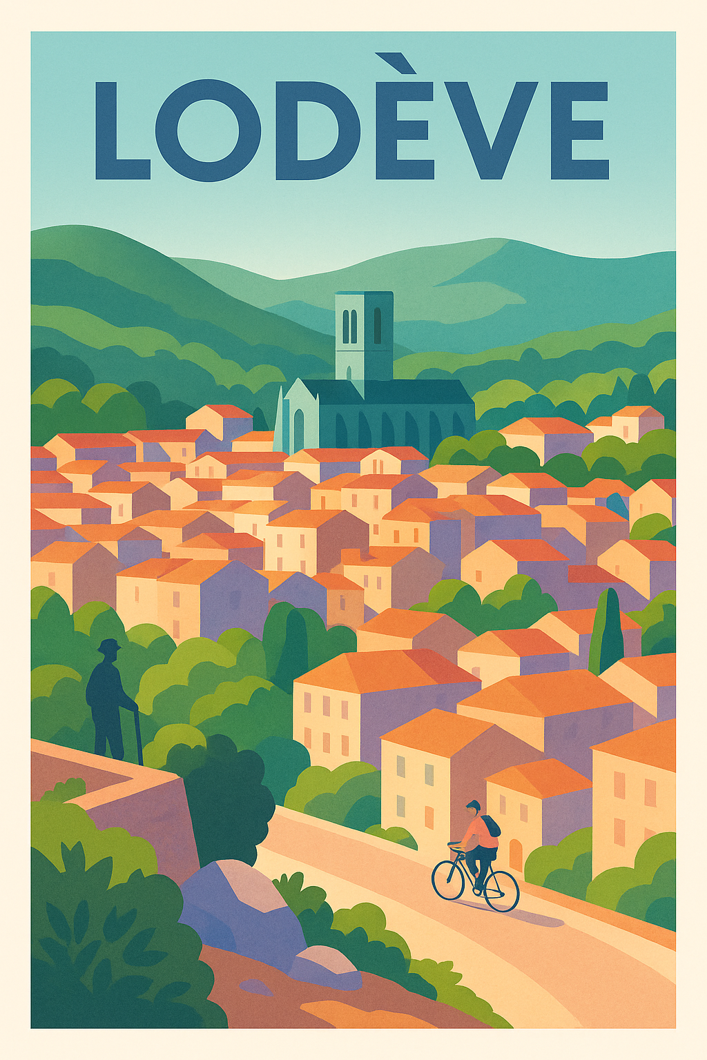 Affiche de Lodève - Entre collines verdoyantes et village pittoresque