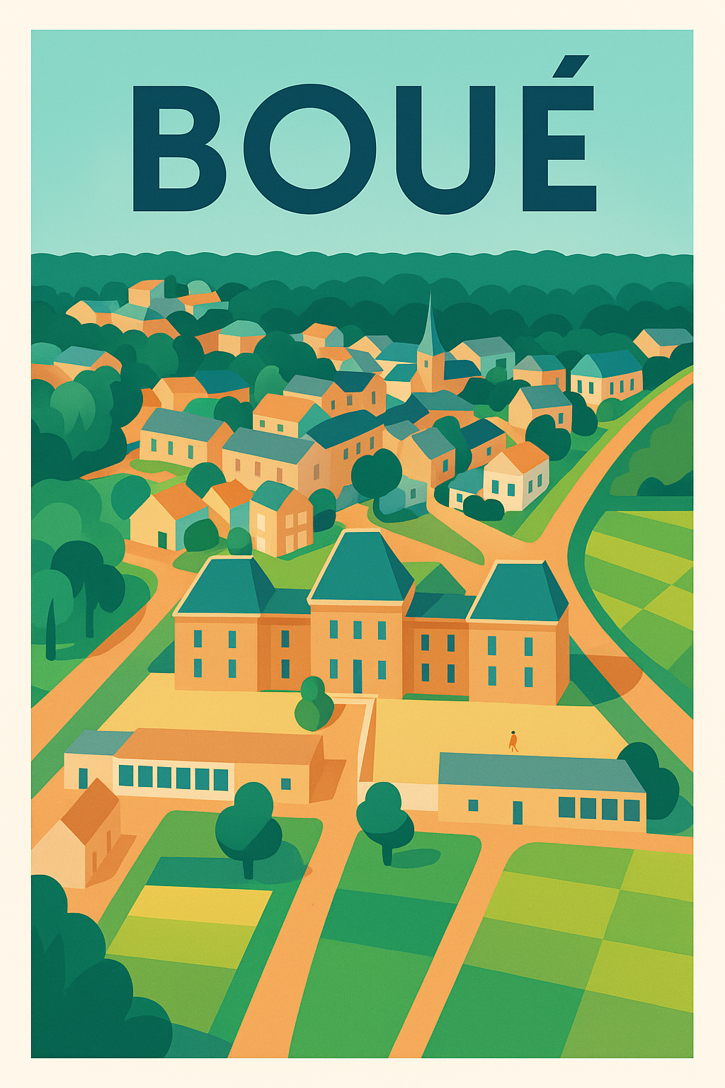 Affiche de Boué - Charme et sérénité d'un village pittoresque