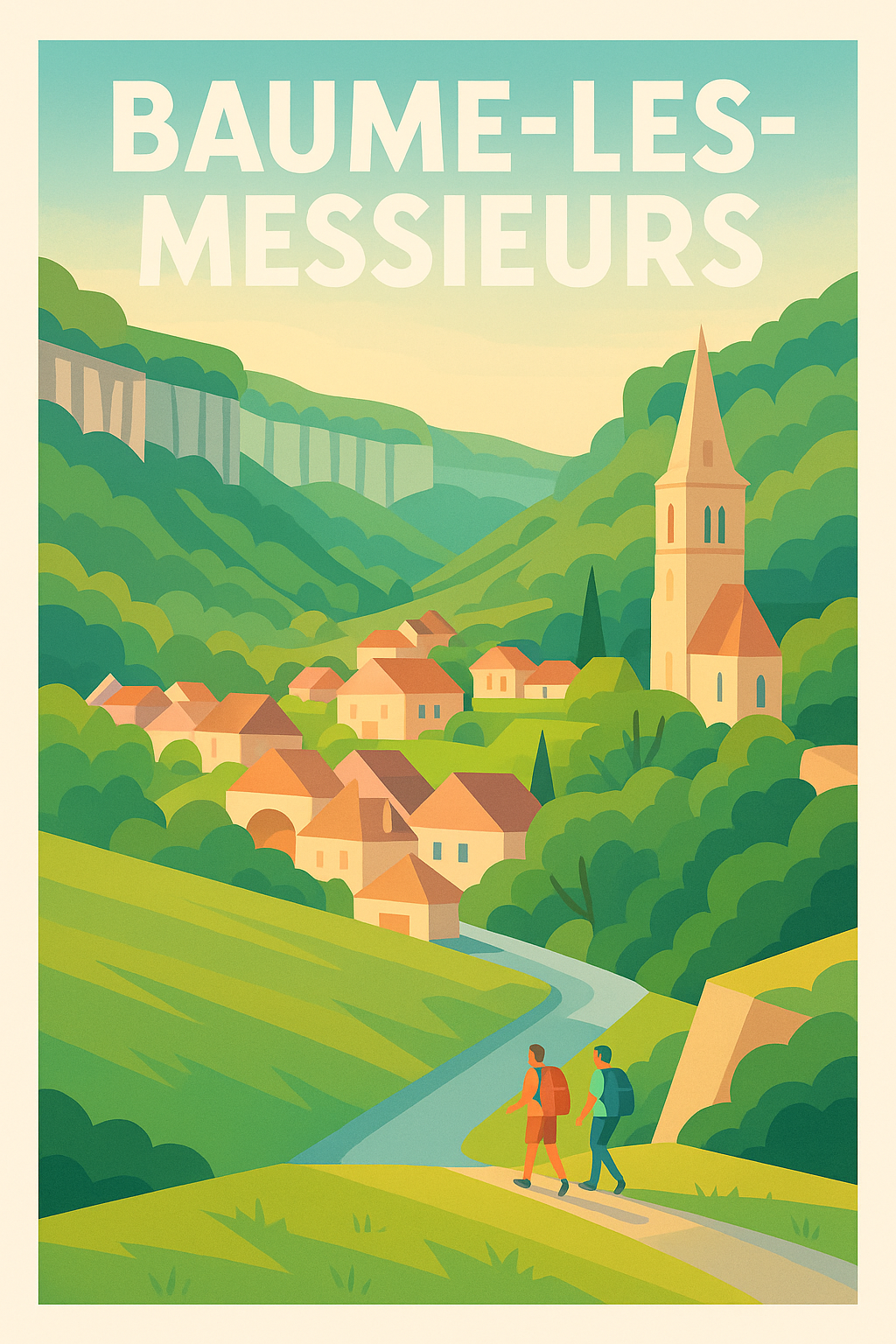Affiche Baume-les-Messieurs — L'évasion bucolique au cœur du Jura · poster d'art de Baume-les-Messieurs