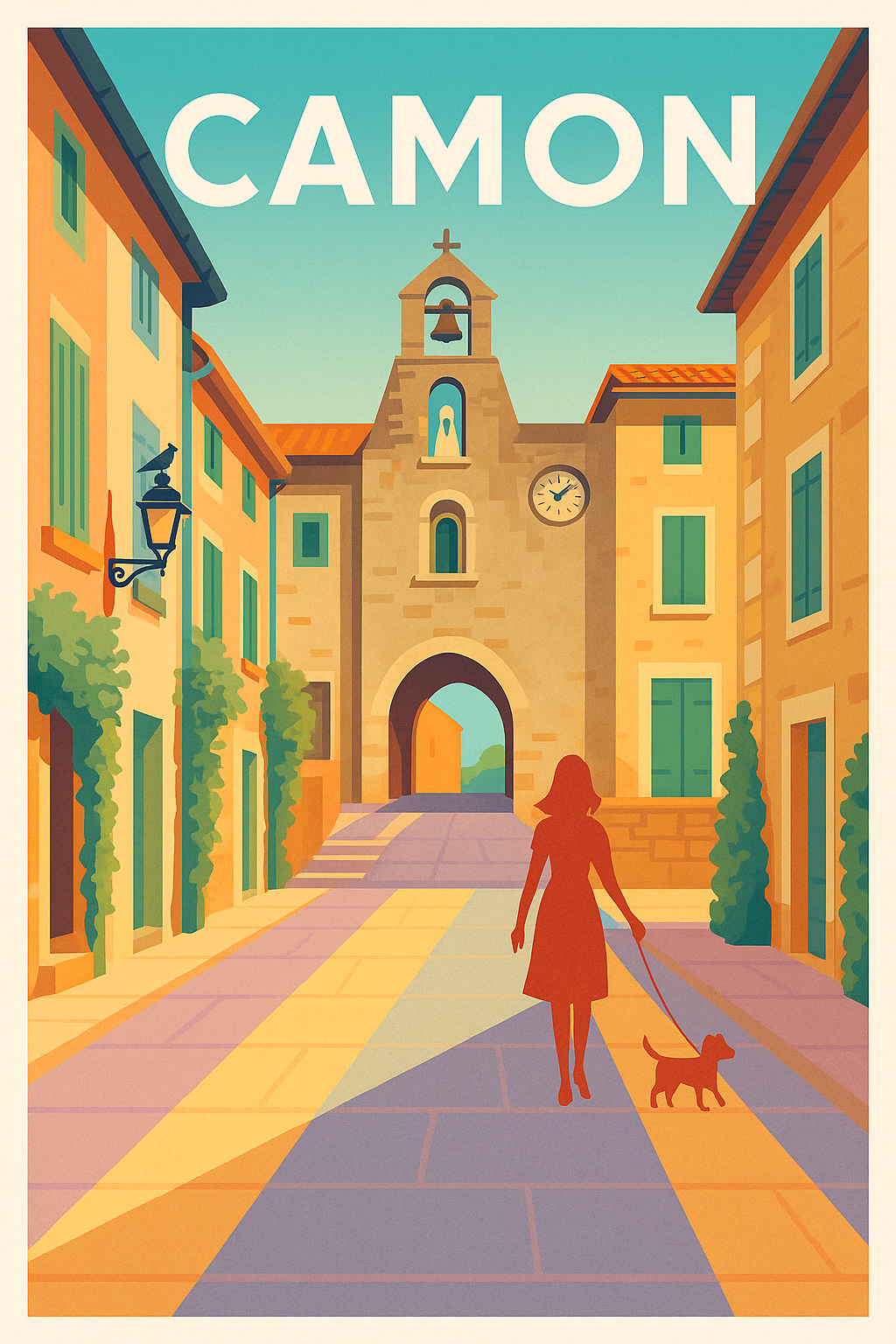 Affiche Camon — Flânerie ensoleillée au cœur du village · poster d'art de Camon