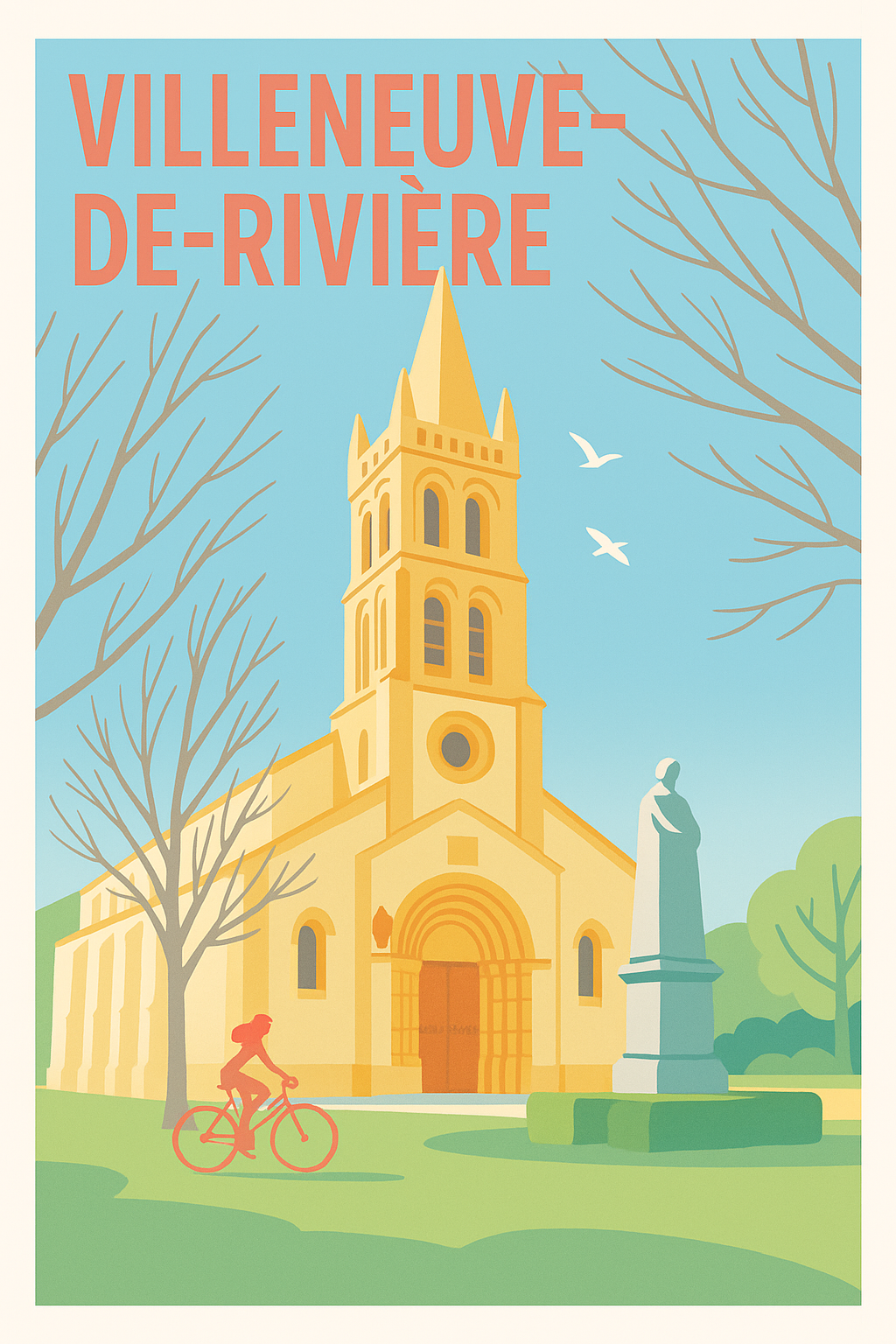 Affiche de Villeneuve-de-Rivière - Charme et douceur de vivre au cœur du village