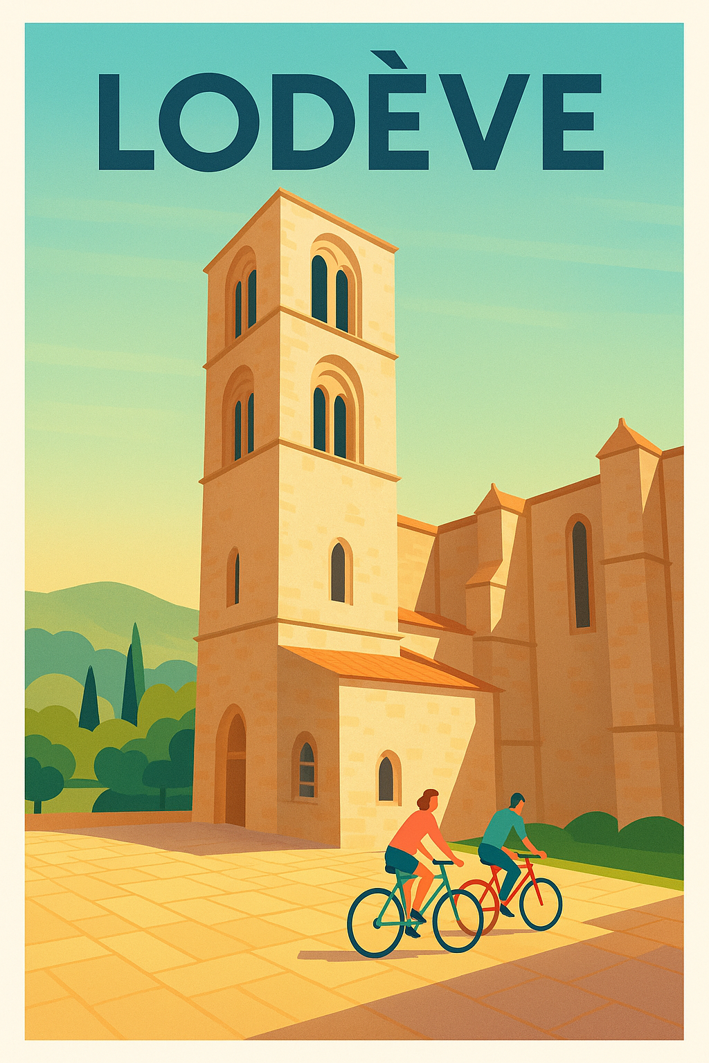 Affiche de Lodève - L'élégance historique à vélo