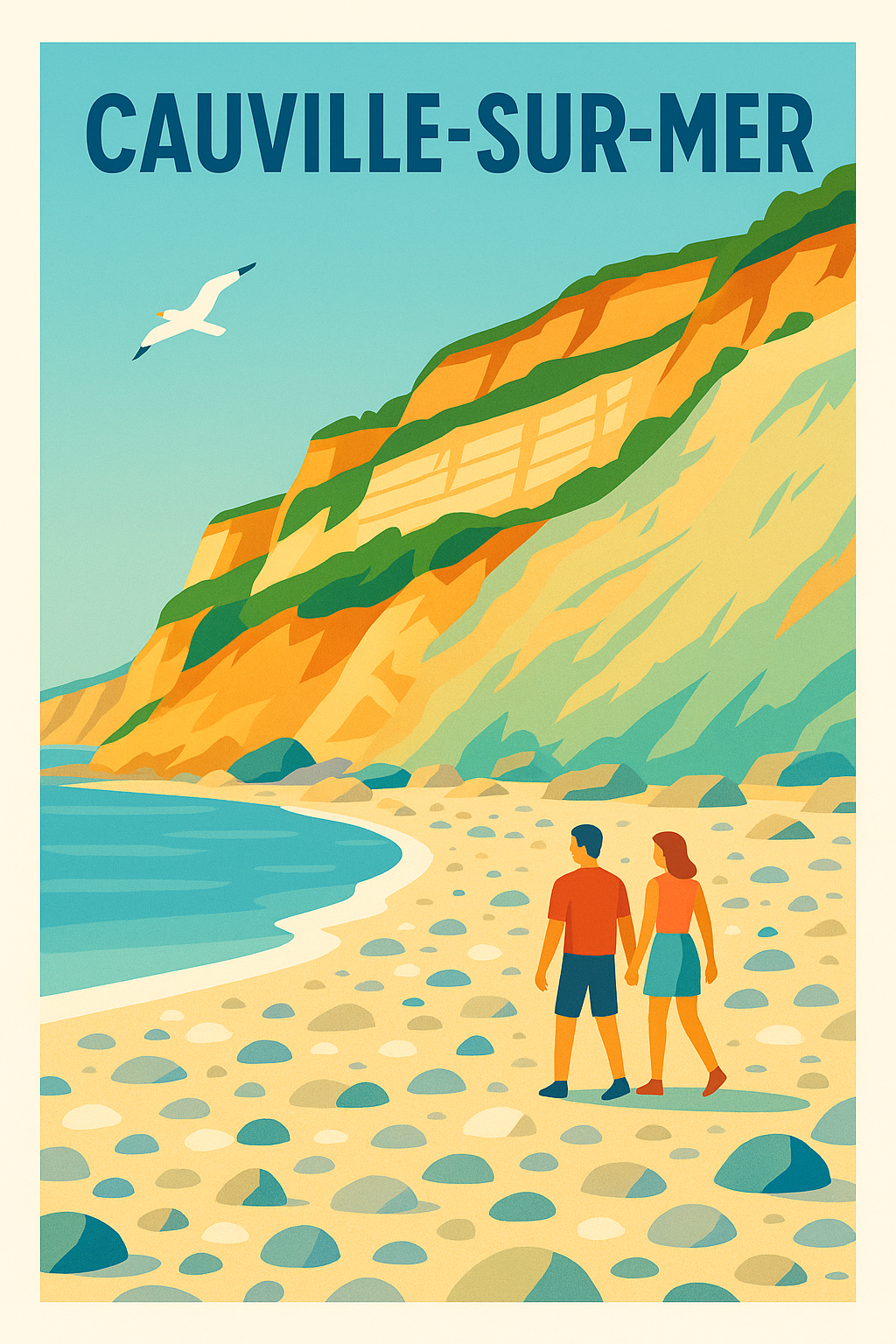 Affiche de Cauville-sur-Mer - Une balade romantique au pied des falaises