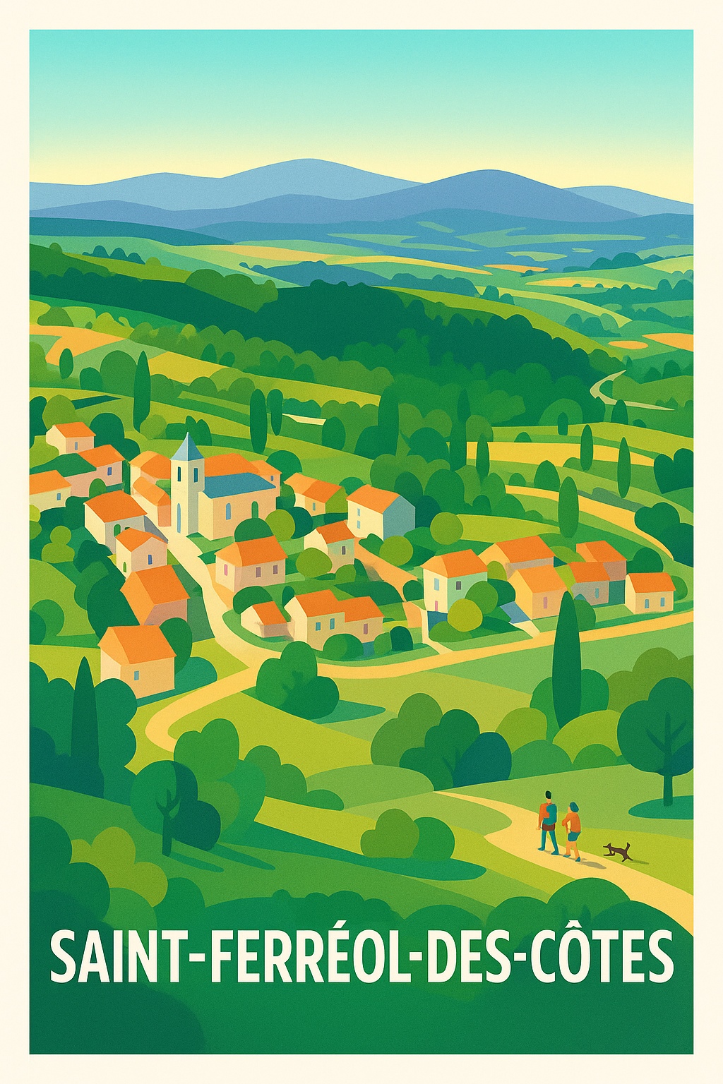 Affiche Saint-Ferréol-des-Côtes — Charme authentique de la campagne auvergnate · poster d'art de Saint-Ferréol-des-Côtes