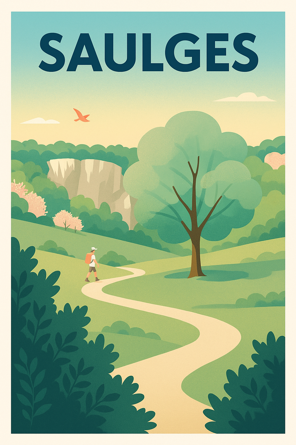 Affiche Saulges — Escapade nature au cœur de la vallée · poster d'art de Saulges