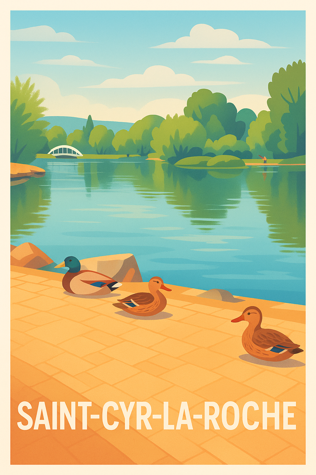 Affiche Saint-Cyr-la-Roche — Tranquillité au bord de l'eau · poster d'art de Saint-Cyr-la-Roche