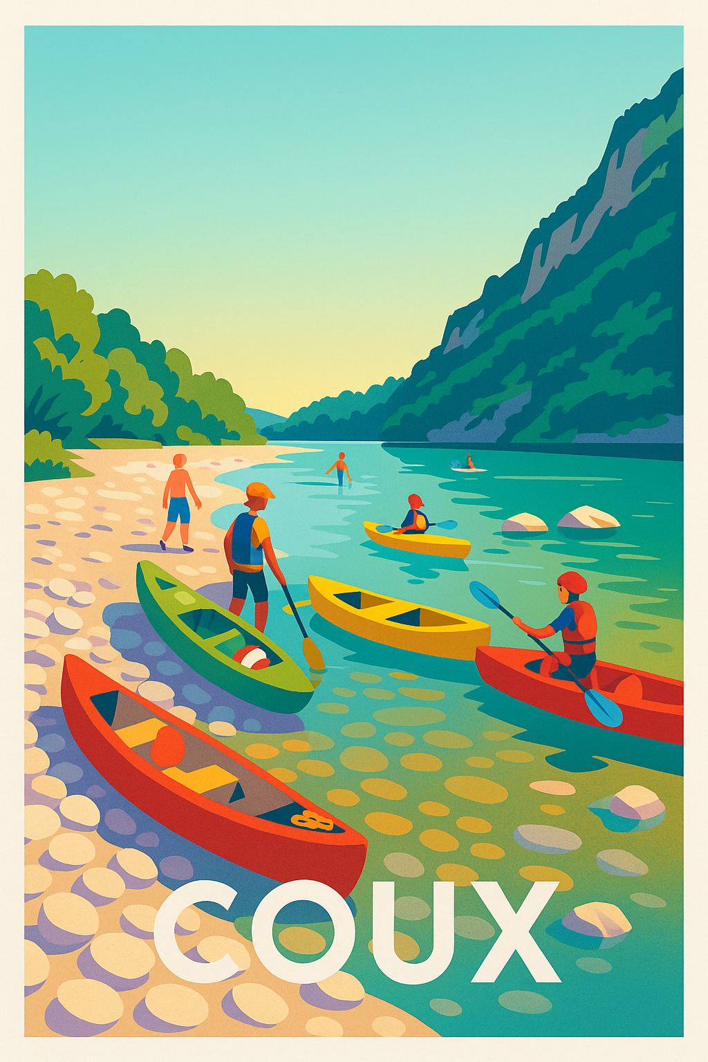 Affiche Coux — Escapade nature et détente sur la rivière · poster d'art de Coux