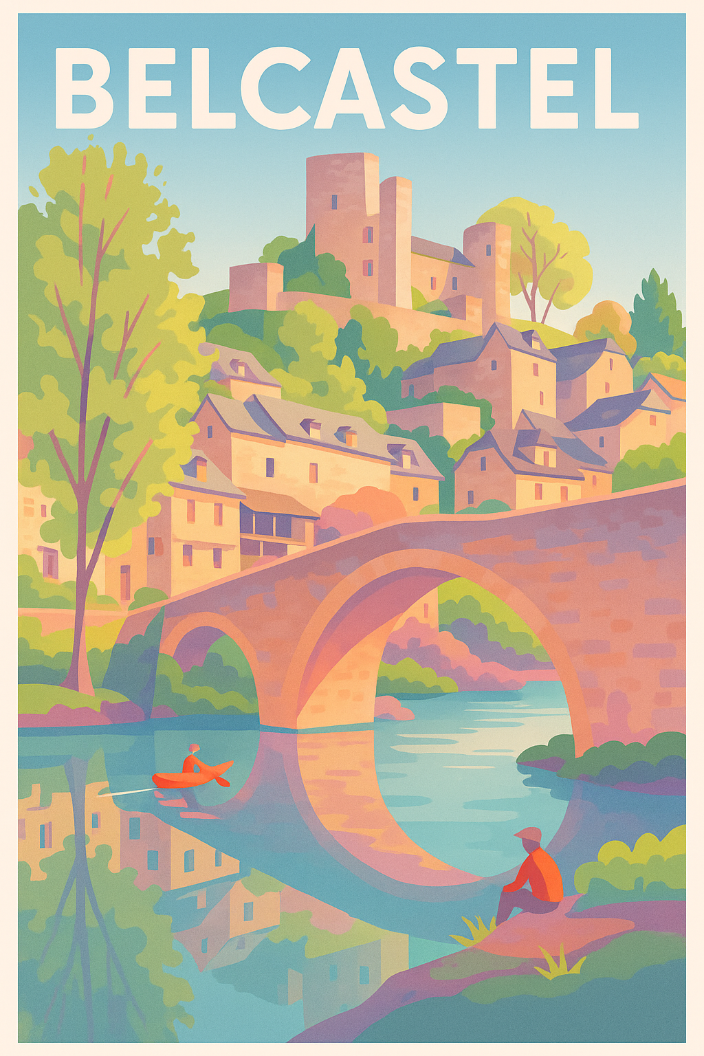 Affiche Belcastel — Charme et sérénité médiévale · poster d'art de Belcastel