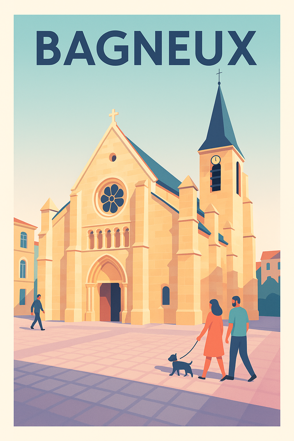 Affiche Bagneux — L'élégance intemporelle de l'église du centre-ville · poster d'art de Bagneux