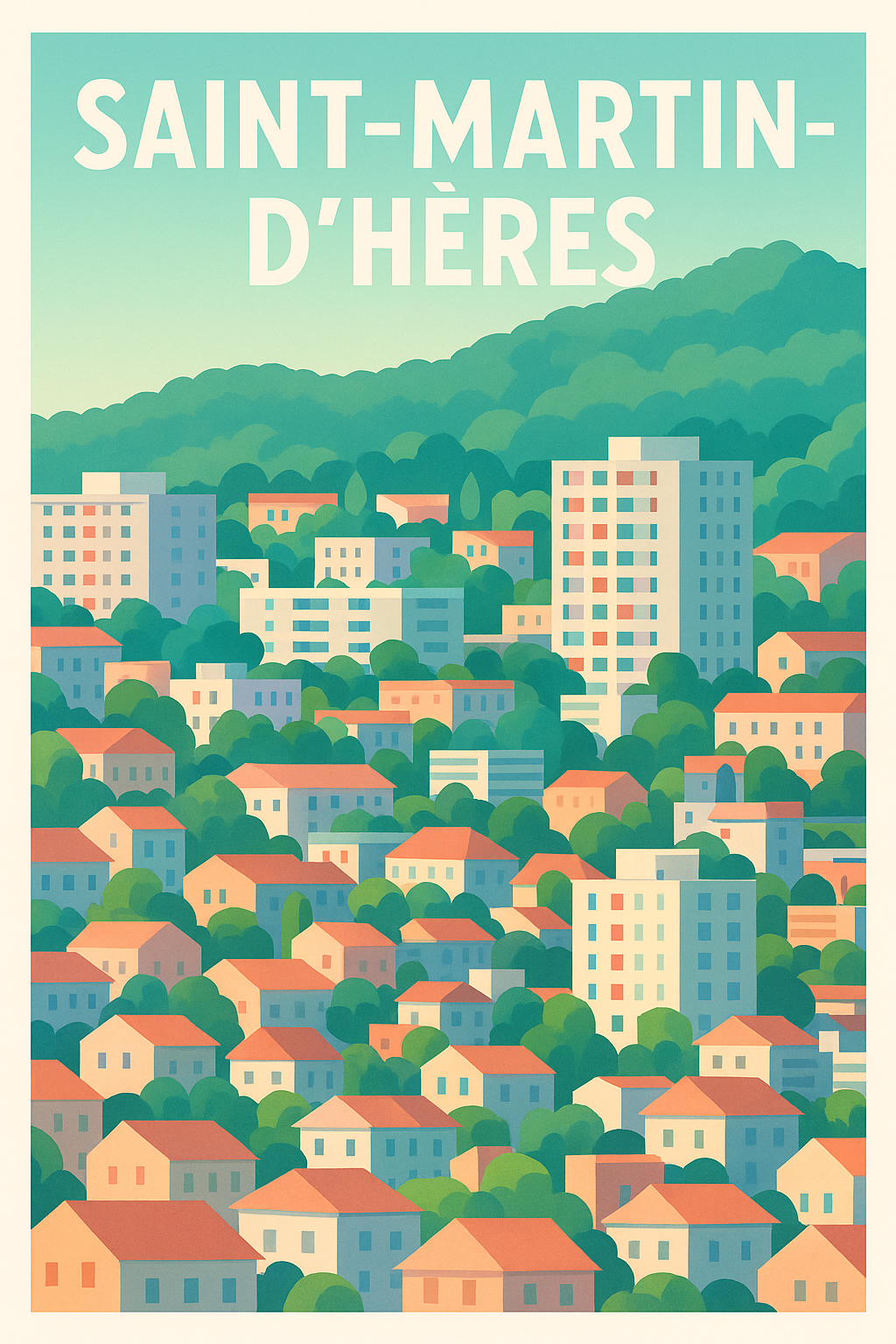 Affiche de Saint-Martin-d'Hères - Ville Verte Entre Montagnes et Urbanisme