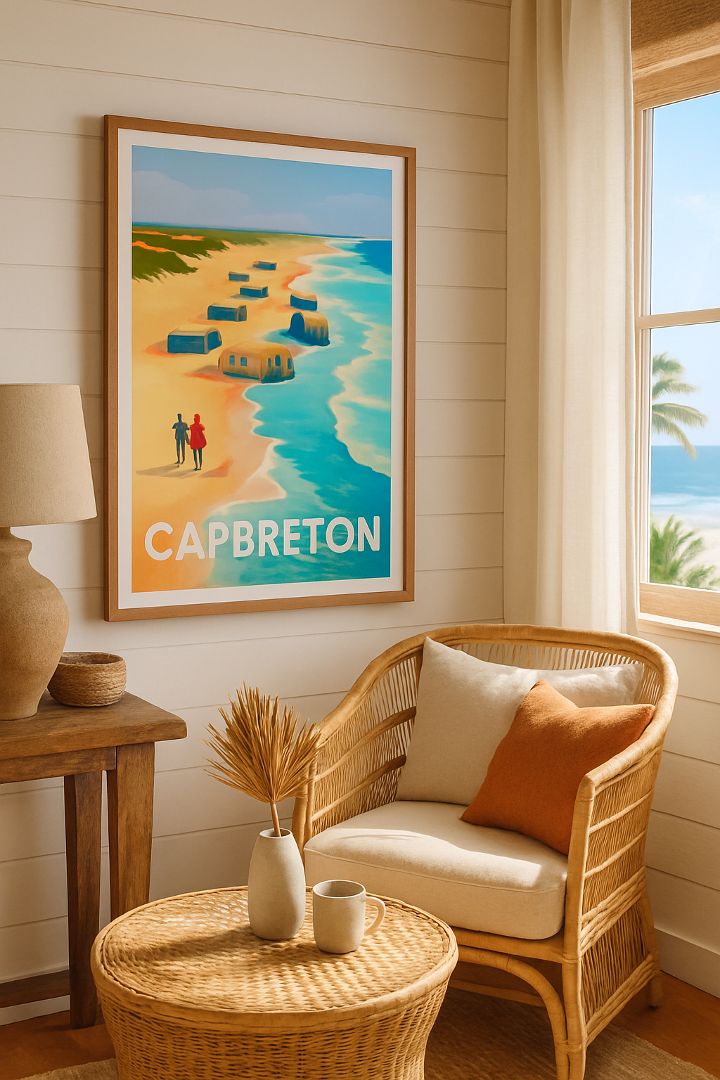 Mise en situation Affiche de Capbreton - Promenade en bord de mer ensoleillée