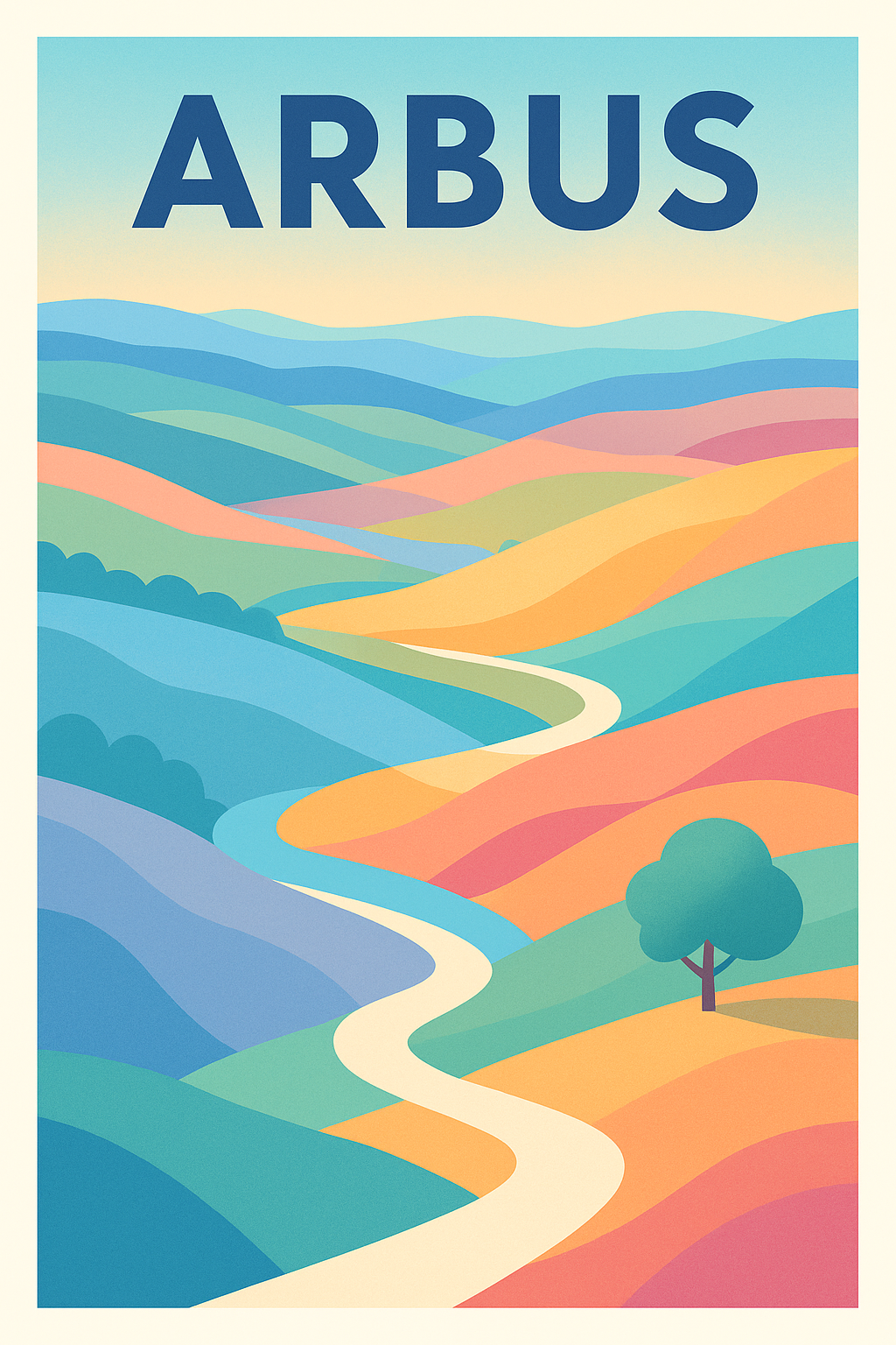 Affiche de Arbus - Voyage coloré au cœur des paysages vallonnés