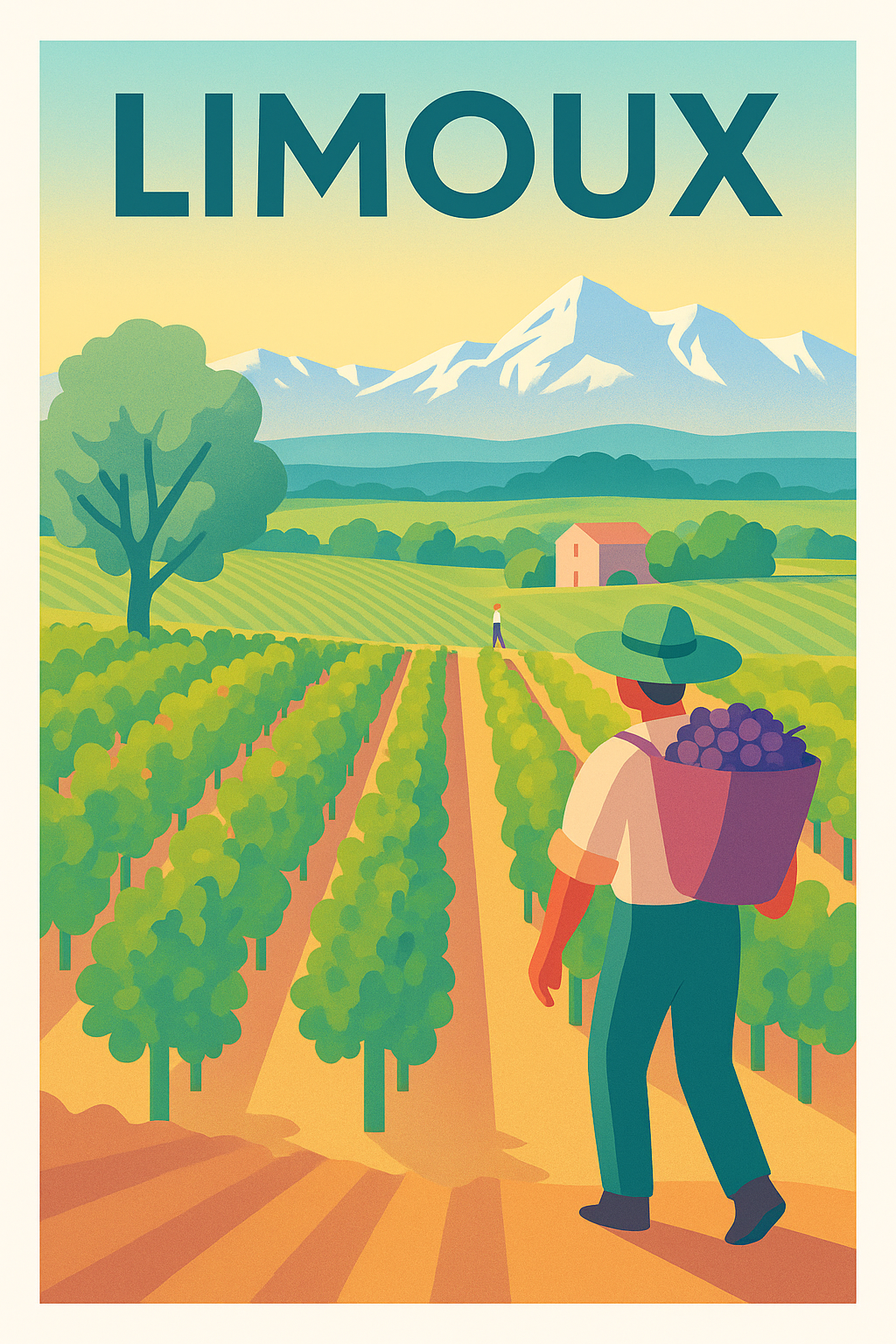 Affiche de Limoux - Terroir et Vignobles ensoleillés