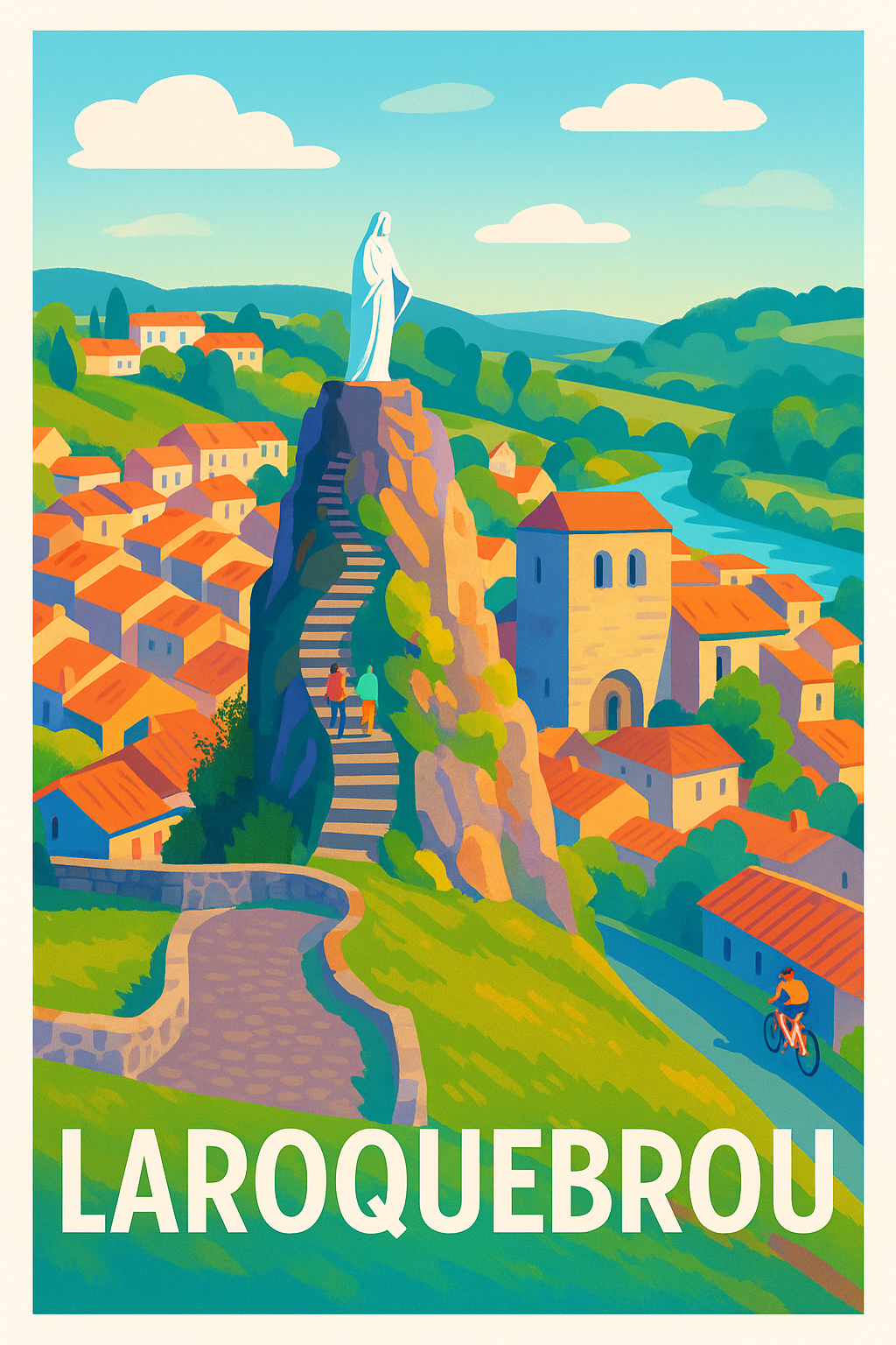 Affiche Laroquebrou — Charme pittoresque au cœur de l'Auvergne · poster d'art de Laroquebrou