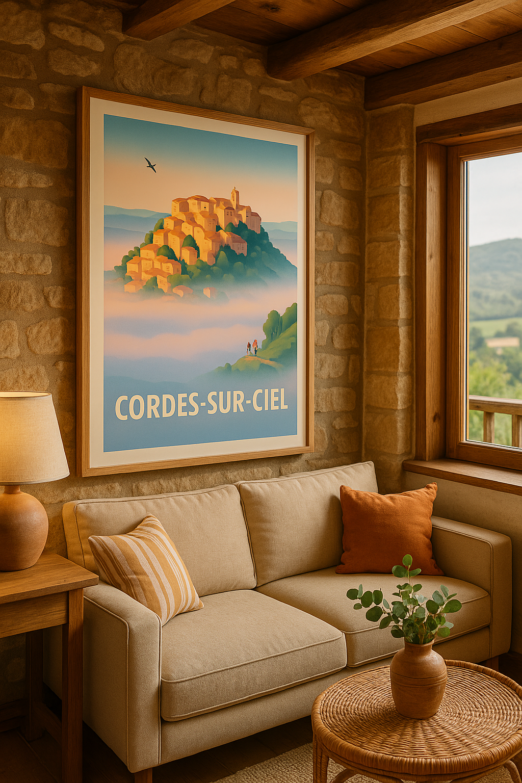 Mise en situation Affiche de Cordes-sur-Ciel - Village perché aux mille couleurs