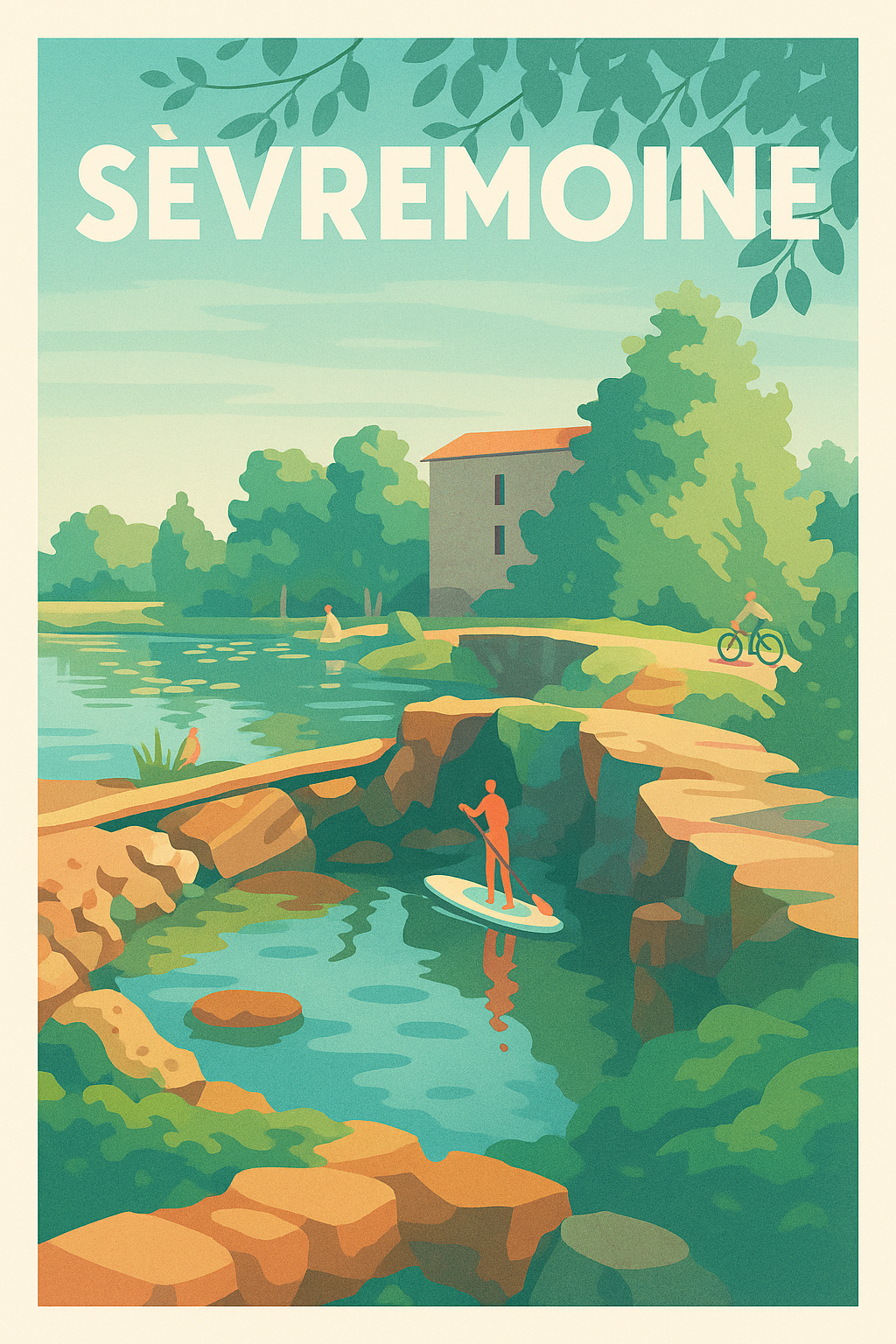 Affiche Sèvremoine — Tranquillité et nature au fil de l'eau · poster d'art de Sèvremoine