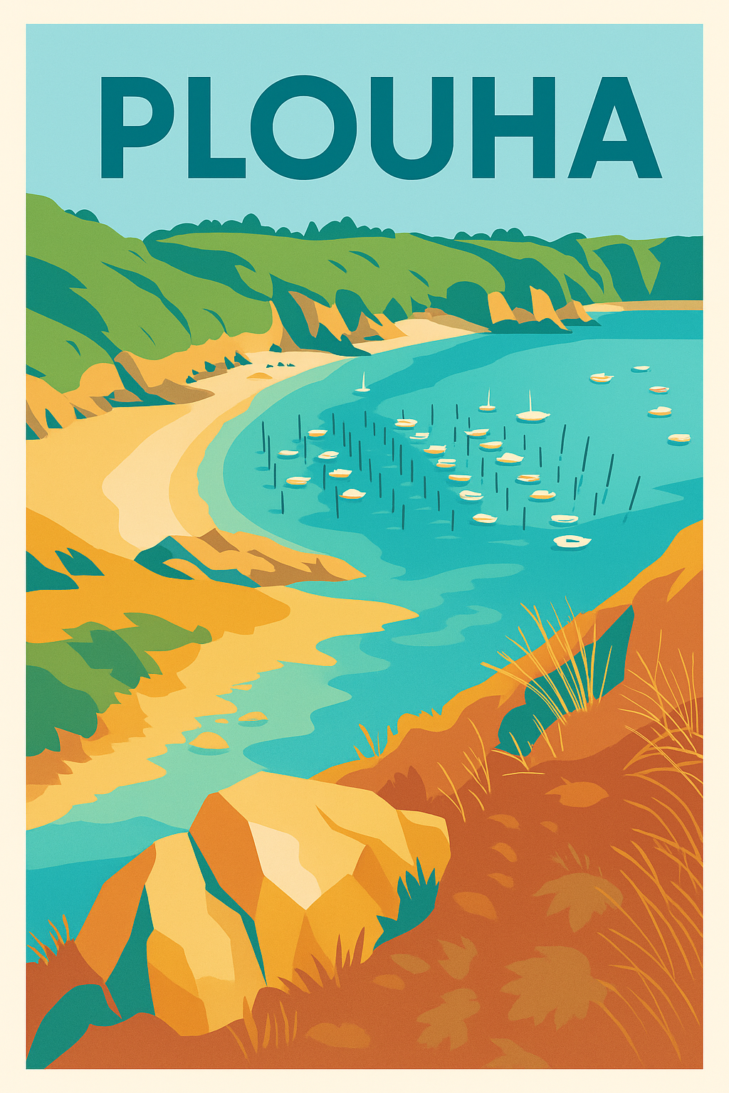 Affiche de Plouha - Vue pittoresque de la côte bretonne