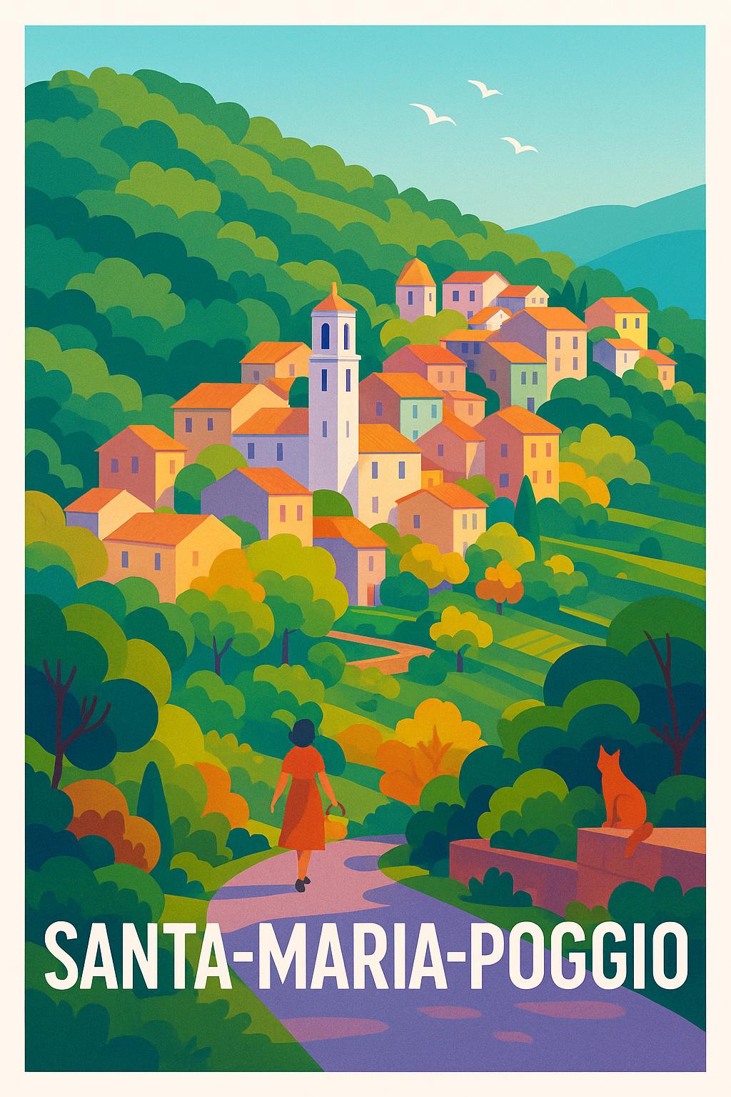 Affiche Santa-Maria-Poggio — L'enchantement d'un village corse · poster d'art de Santa-Maria-Poggio
