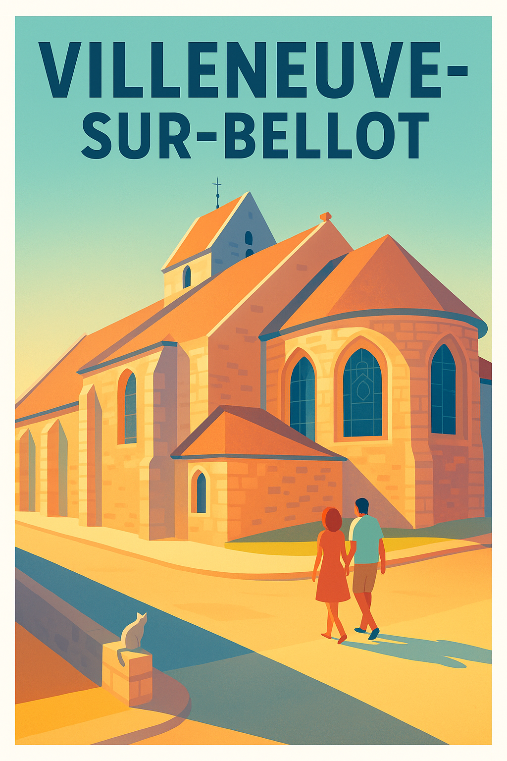 Affiche de Villeneuve-sur-Bellot - Charme authentique en lumière dorée