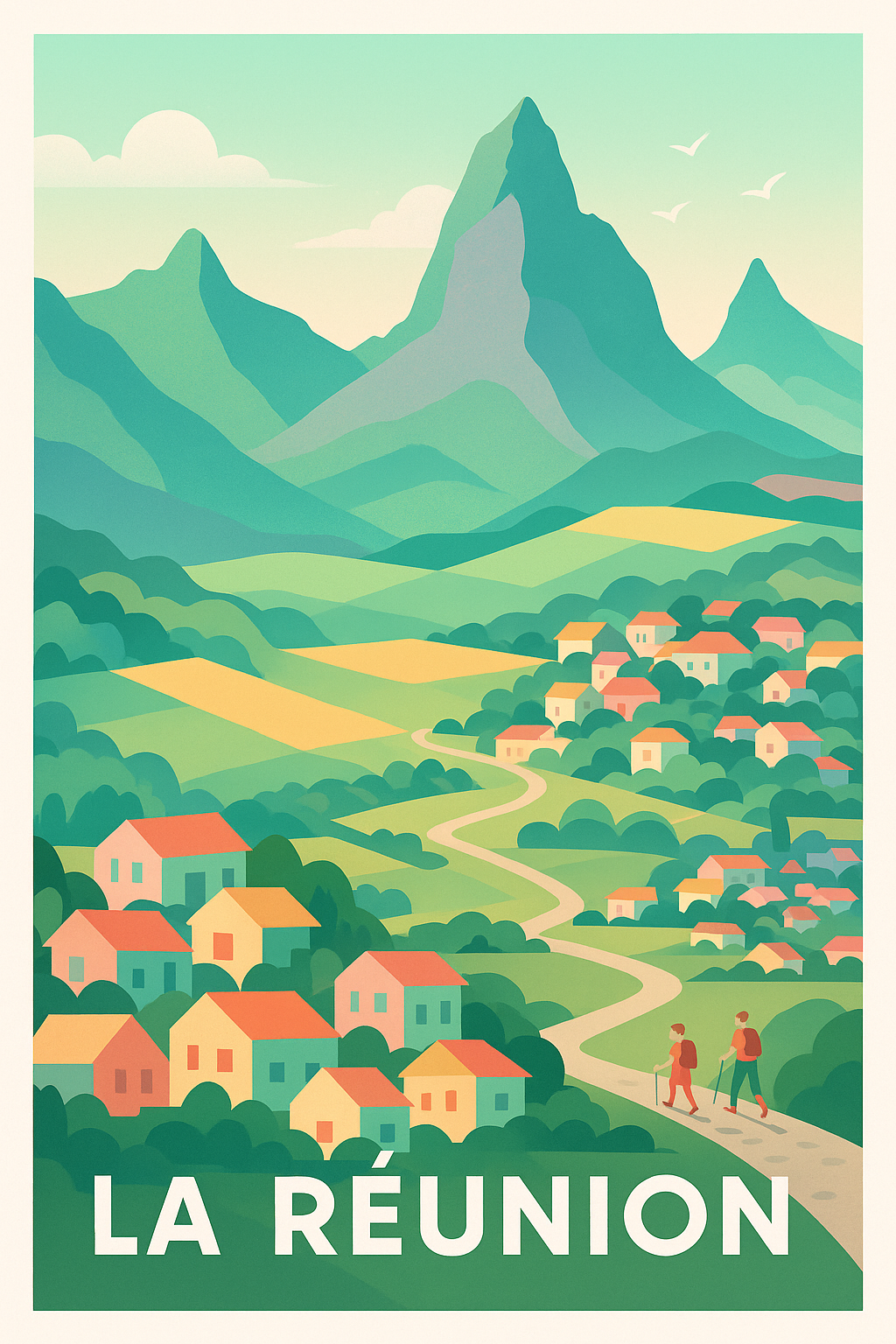 Affiche de La Réunion - Évasion et nature luxuriante