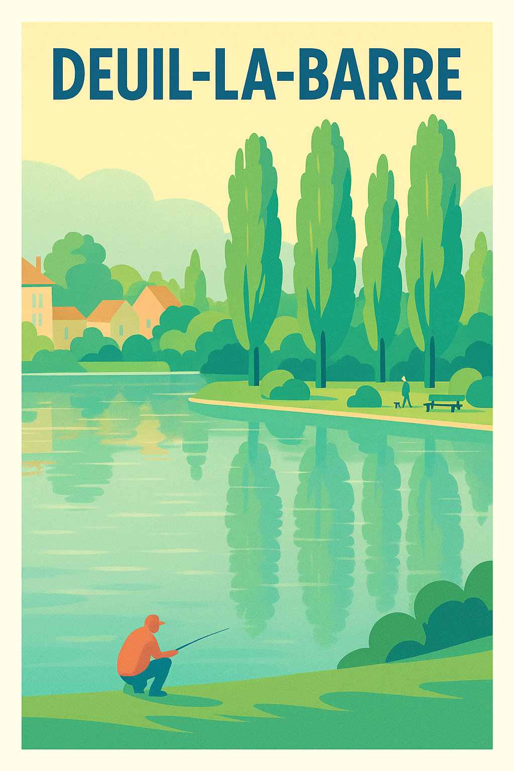 Affiche Deuil-la-Barre — Tranquillité au bord de l'eau · poster d'art de Deuil-la-Barre
