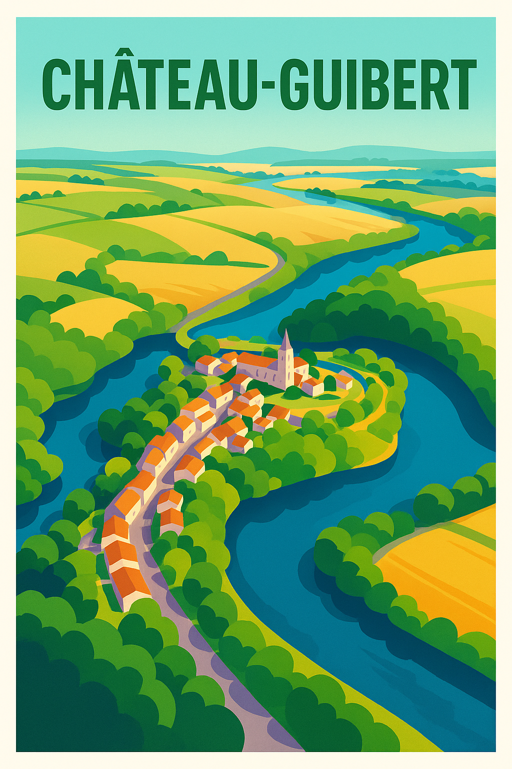 Affiche de Château-Guibert - Harmonie entre nature et village