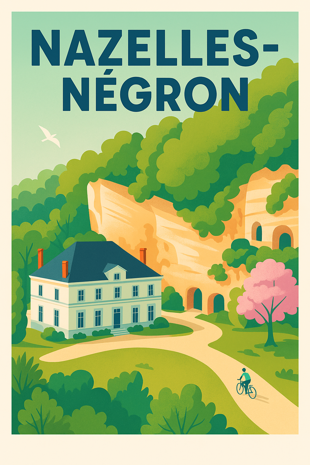 Affiche de Nazelles-Négron - L'élégance de la campagne en bord de roche